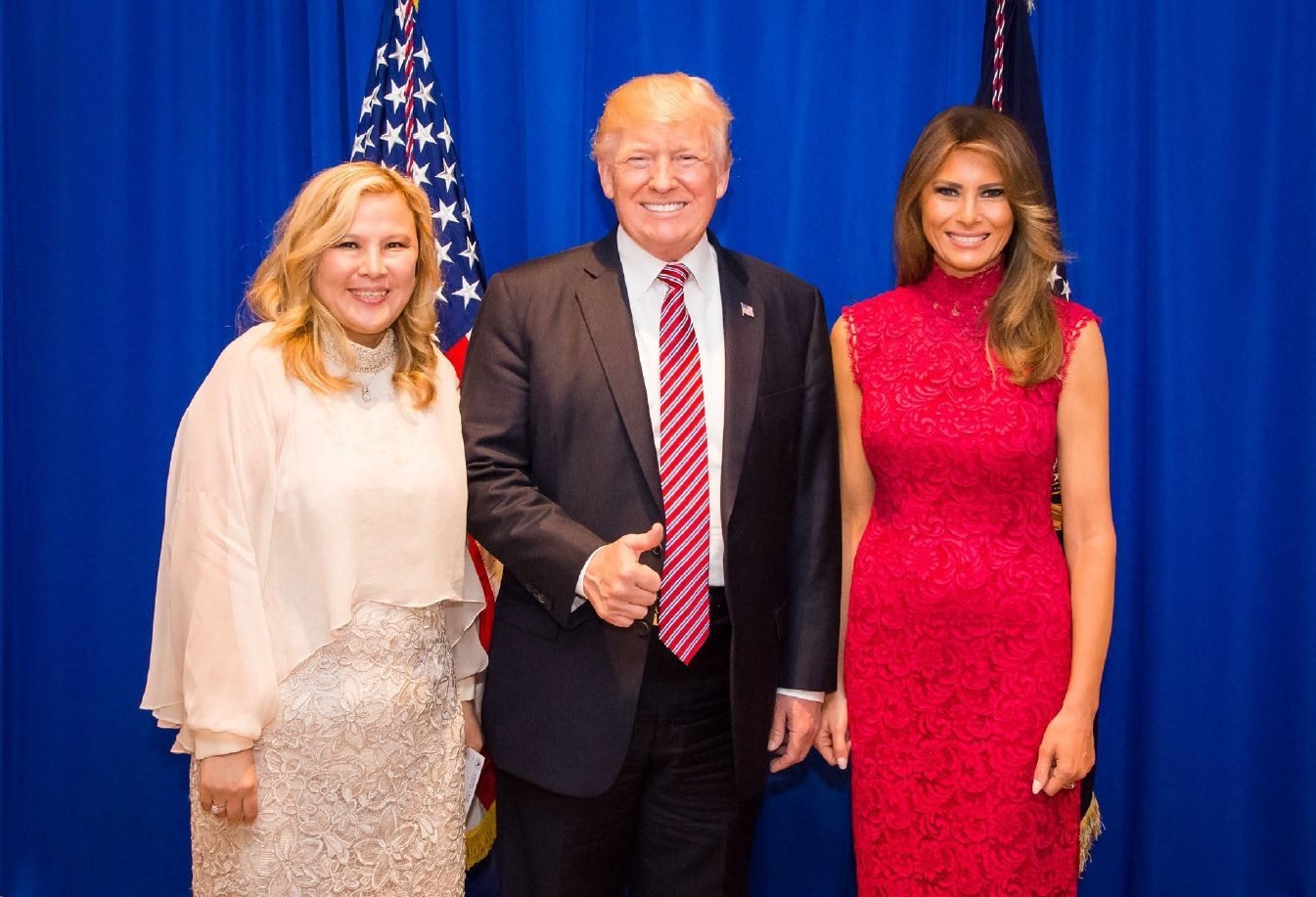 Sherry Li appears in a photo taken at a June 2017 event with US President Donald Trump and first lady Melania Trump. Photo: US Department of Justice