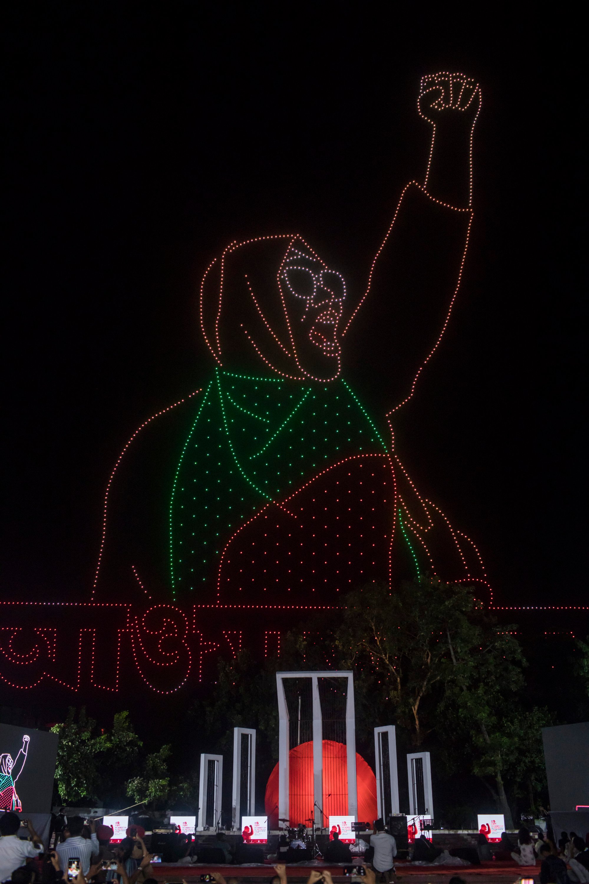 A drone show in Dhaka on July 14 commemorates the uprising that toppled Bangladesh’s former regime. Photo: Sazzad Hossain