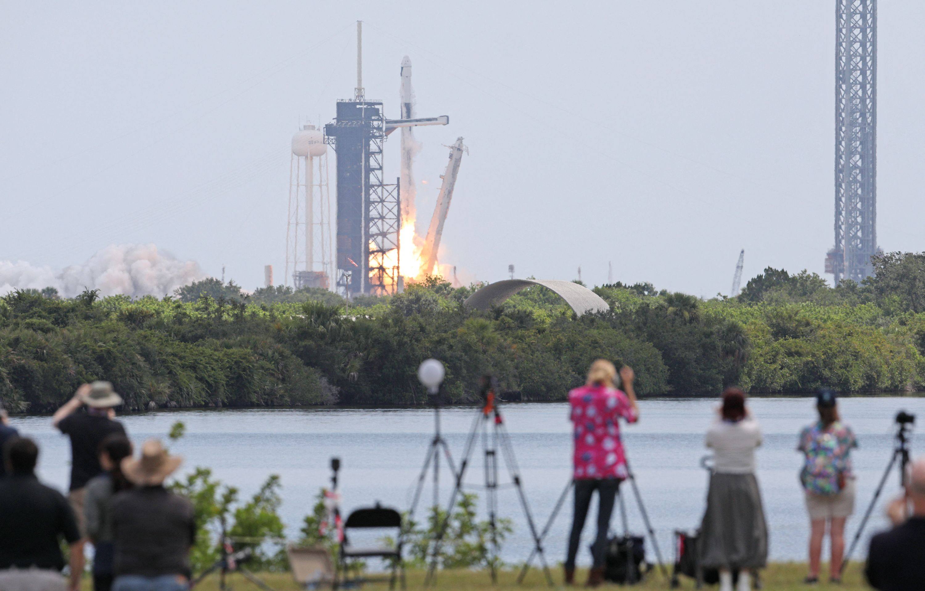 A SpaceX Falcon 9 rocket with the Crew Dragon capsule Endeavour carrying the Crew-11 mission lifts off from Nasa’s Kennedy Space Centre in Florida on Friday. Photo: AFP