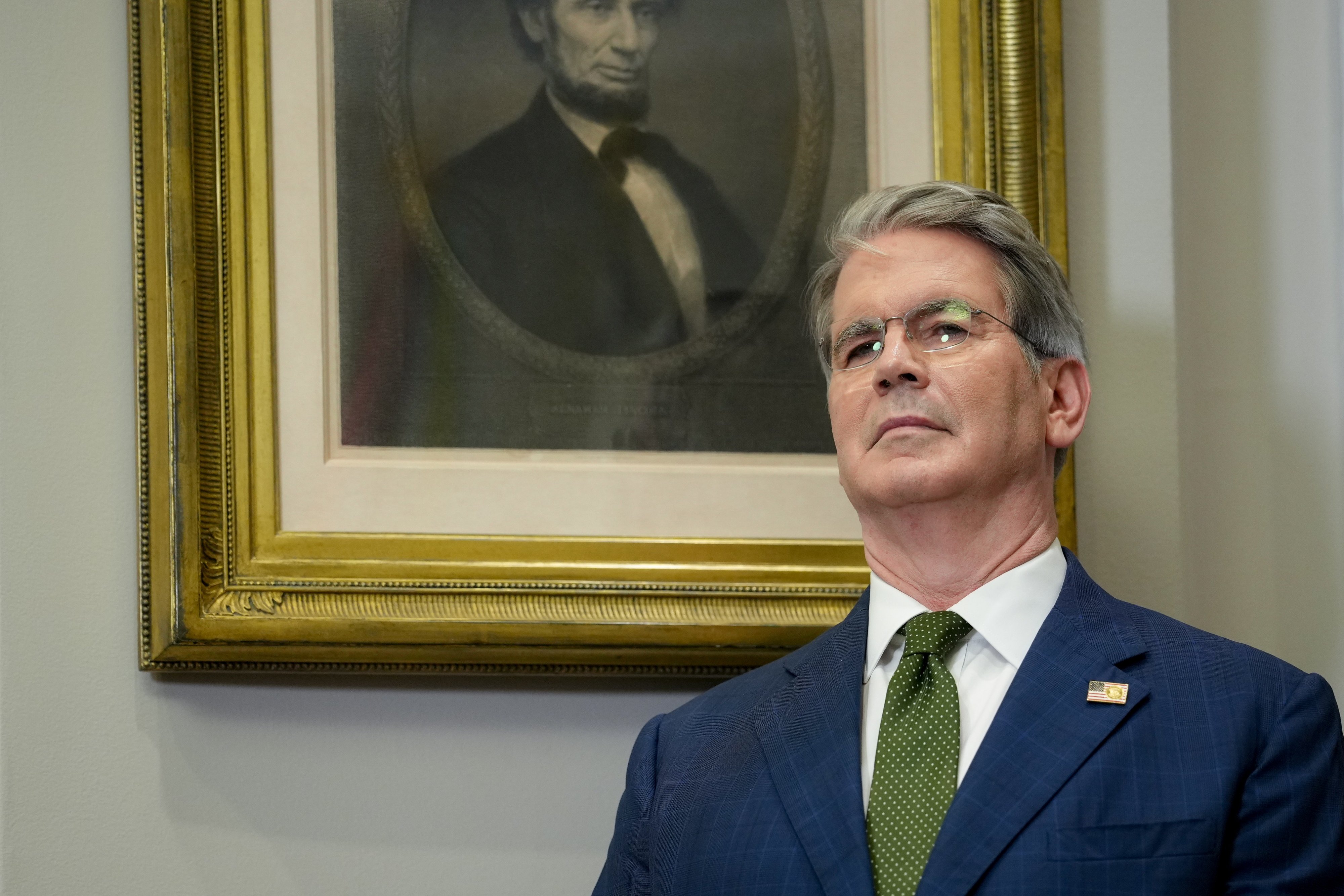 US Treasury Secretary, Scott Bessent, pictured on Thursday in the White House, says that US-China trade talks have progressed. Photo: EPA/ERIC LEE pool