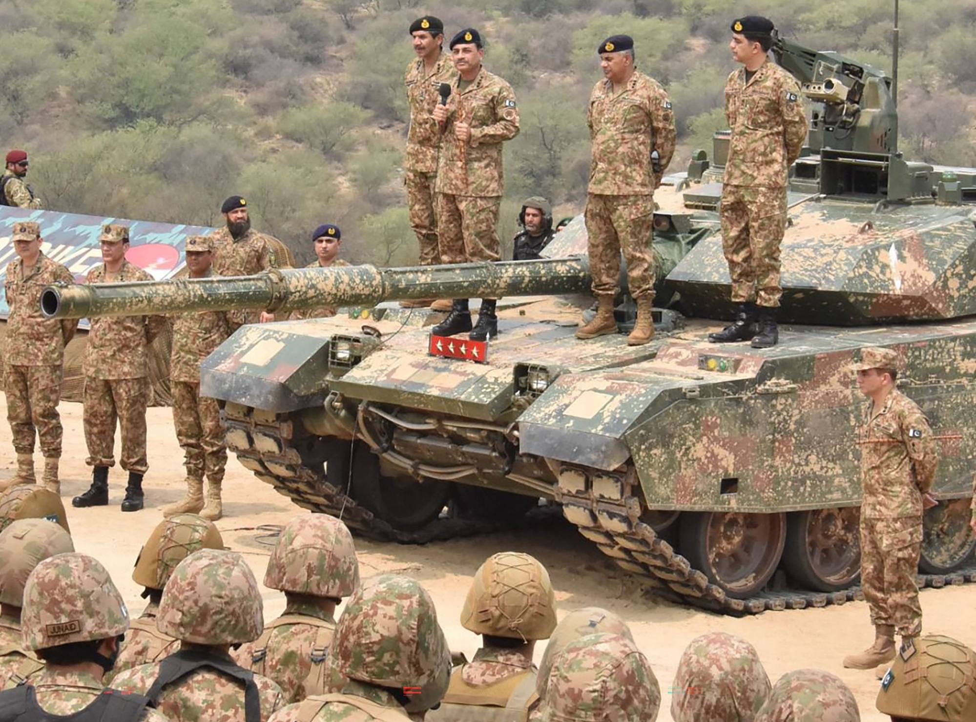 Pakistan’s Army Chief Asim Munir (top second left) addresses army troops during a field training exercise on May 1. Photo: Pakistan’s Inter Service Public Relations/AFP Pakistan’s Army Chief Asim Munir (top second left) addresses army troops during a field training exercise on May 1. Photo: Pakistan’s Inter Service Public Relations/AFP