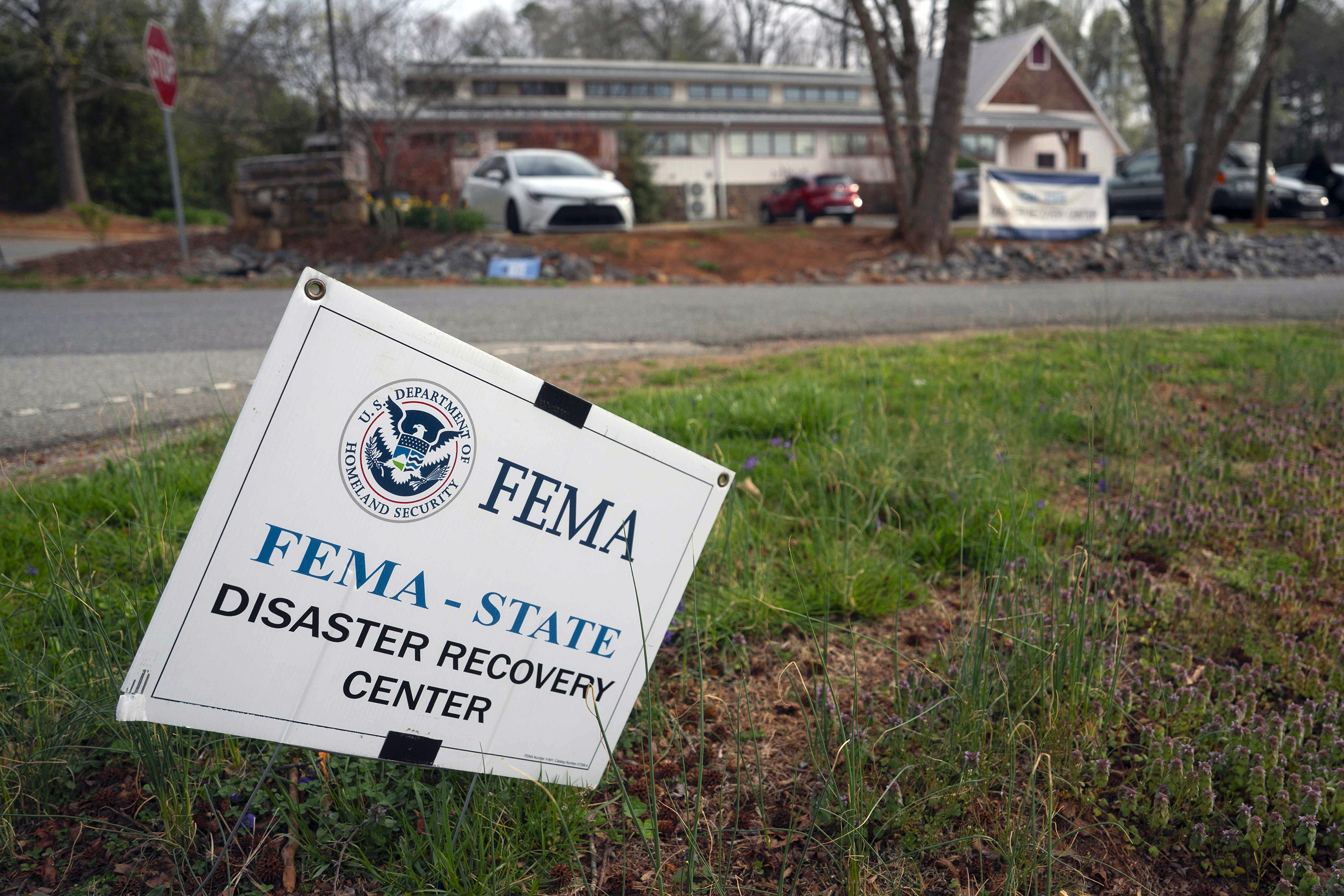 A sign outside the FEMA Disaster Recovery Centre in Fairview, North Carolina. Photo: TNS