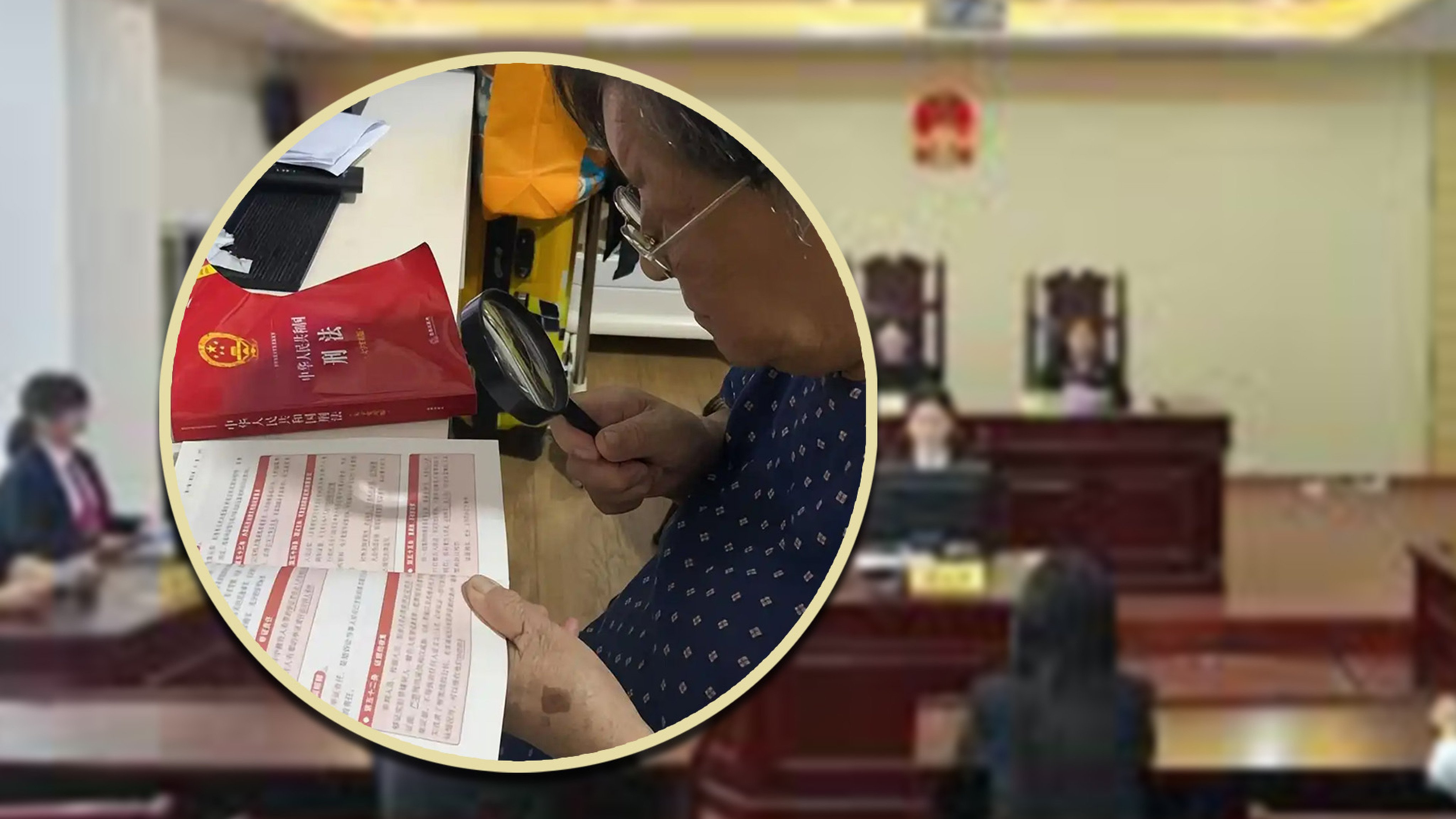A 90-year-old grandmother in China has taught herself law to defend her son in a US$117 million extortion case. Photo: SCMP composite/Sohu/Baidu