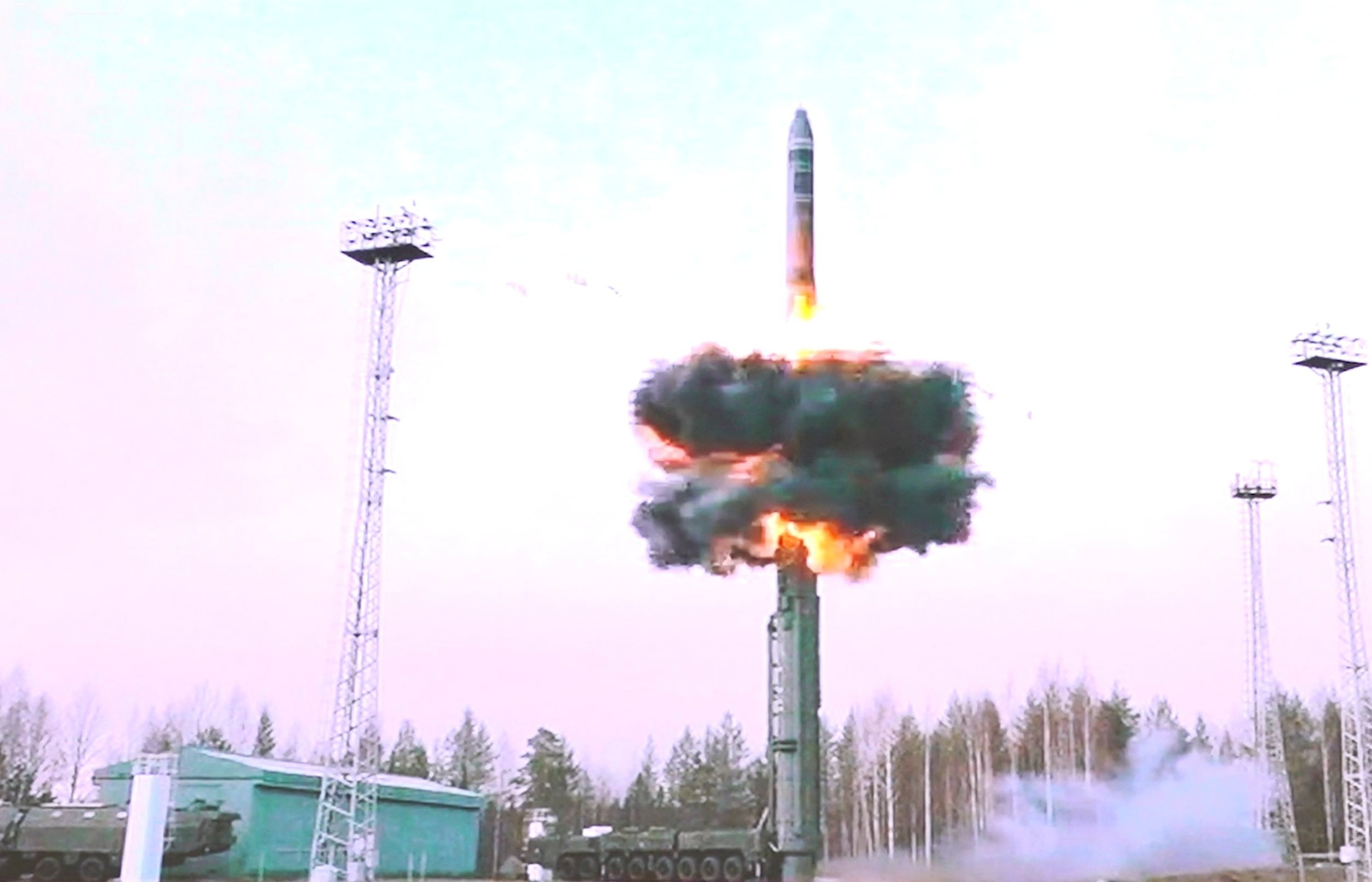 A Yars intercontinental ballistic missile launches from a launchpad in Russia, in October 2024. EPA-EFE/Russian Defence ministry press-service