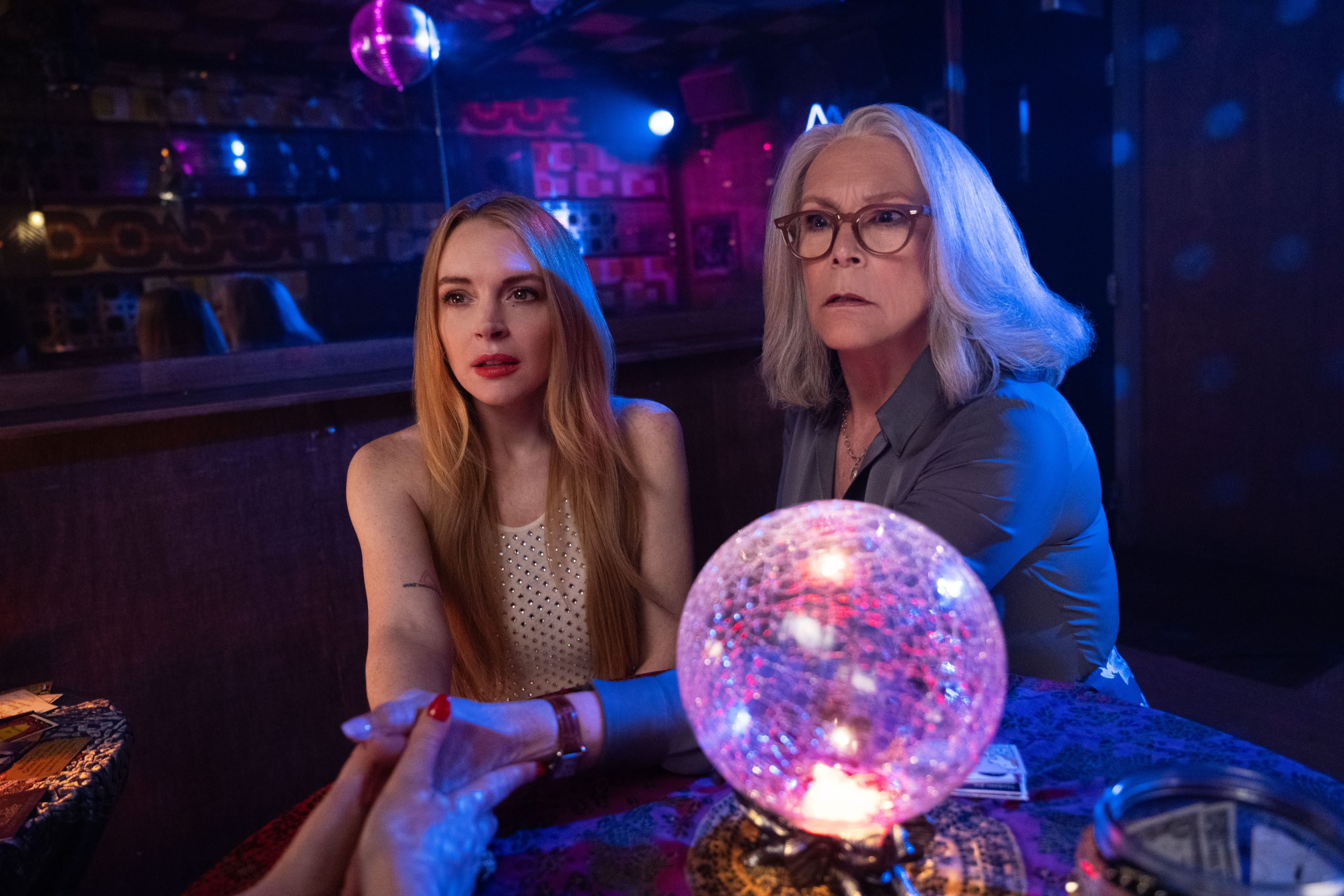 Lindsay Lohan (left) and Jamie Lee Curtis in a still from Freakier Friday. Photo: Glen Wilson/Disney Enterprises