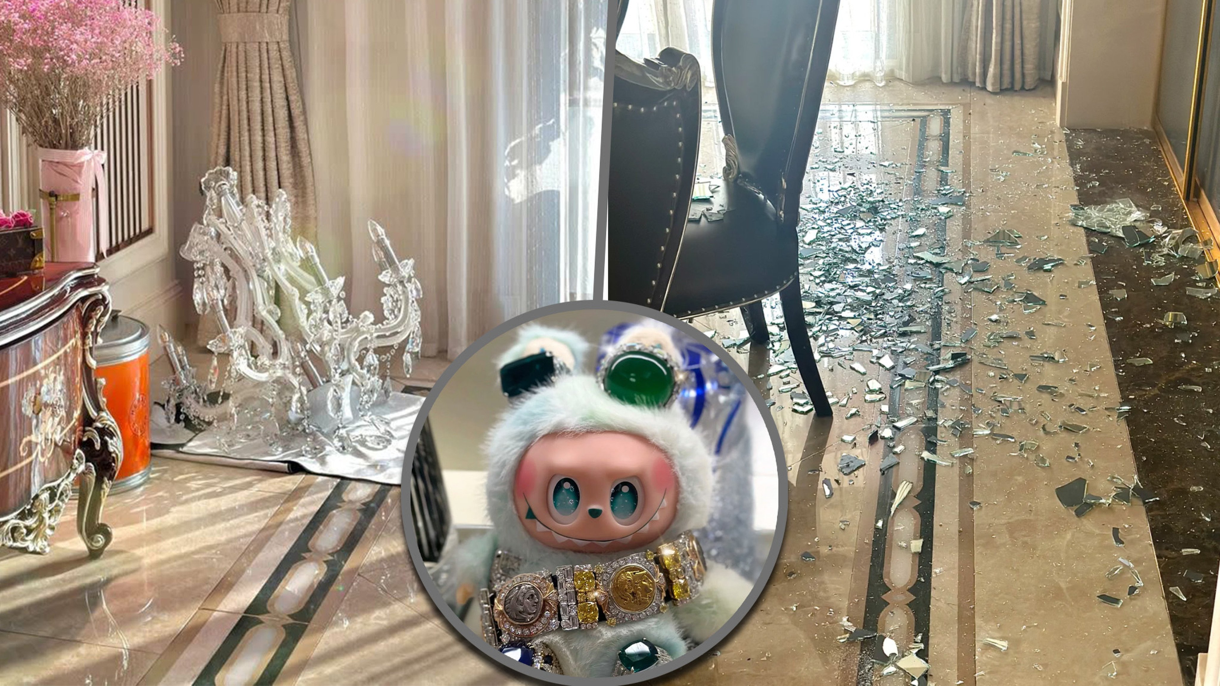 A petulant child in China who was refused a Labubu toy caused US$56,000-worth of damage to a home when his request for the cuddly figure was rejected. Photo: SCMP composite/RedNote