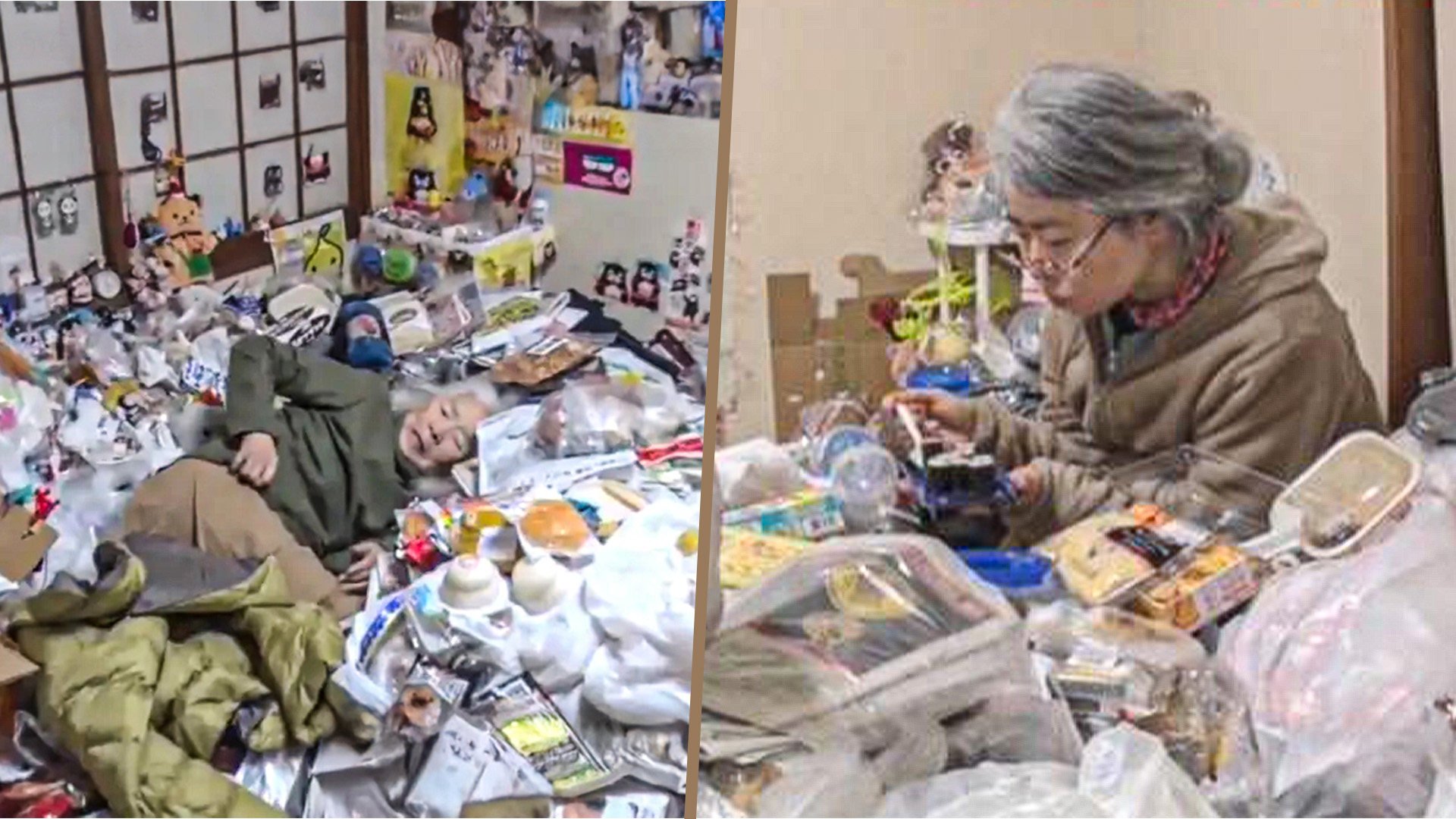 A mother and daughter in Japan own a building that generates more than USD2,700 in monthly rent, yet they live in a rubbish-filled home. Photo: SCMP composite/QQ.com