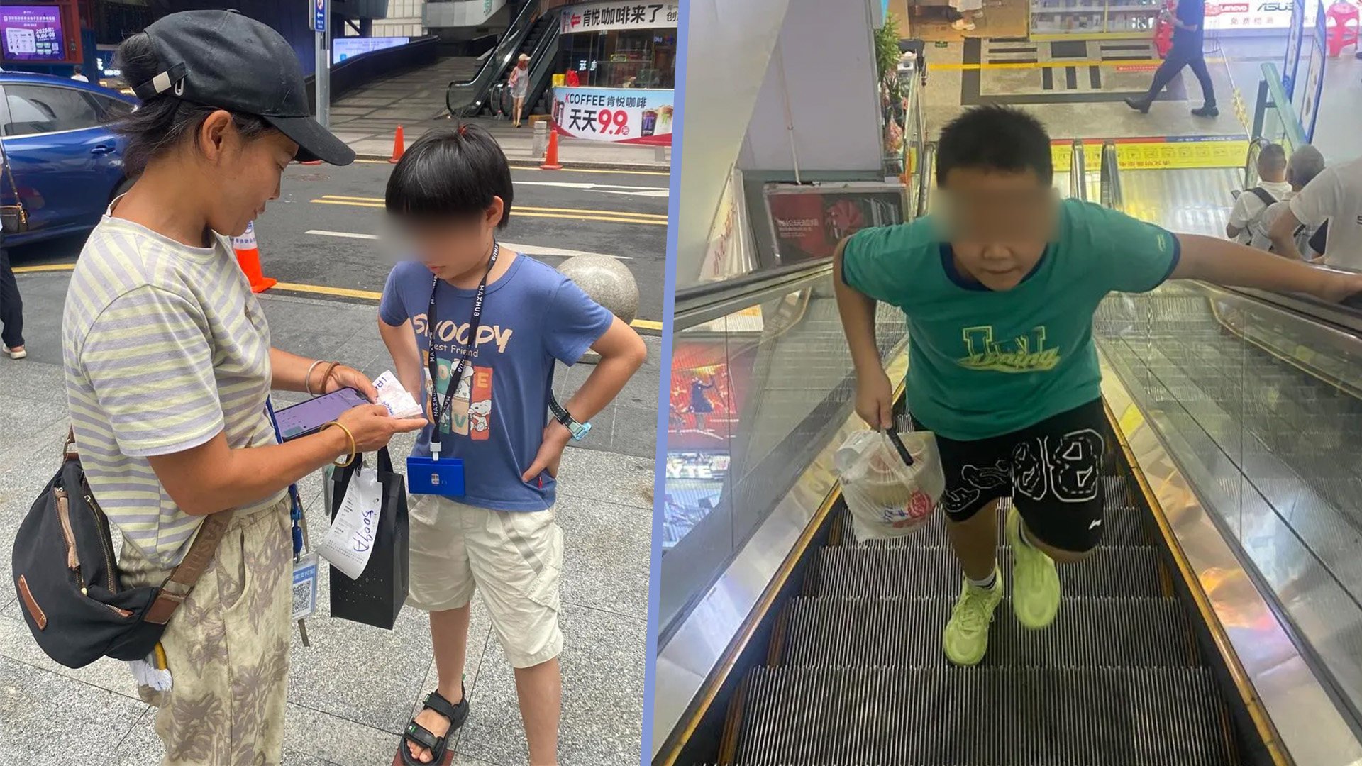 The Chinese authorities have clamped down on a trend in the southern city of Shenzhen which saw children helping couriers to deliver food orders. Photo: SCMP composite/chengdu.cn