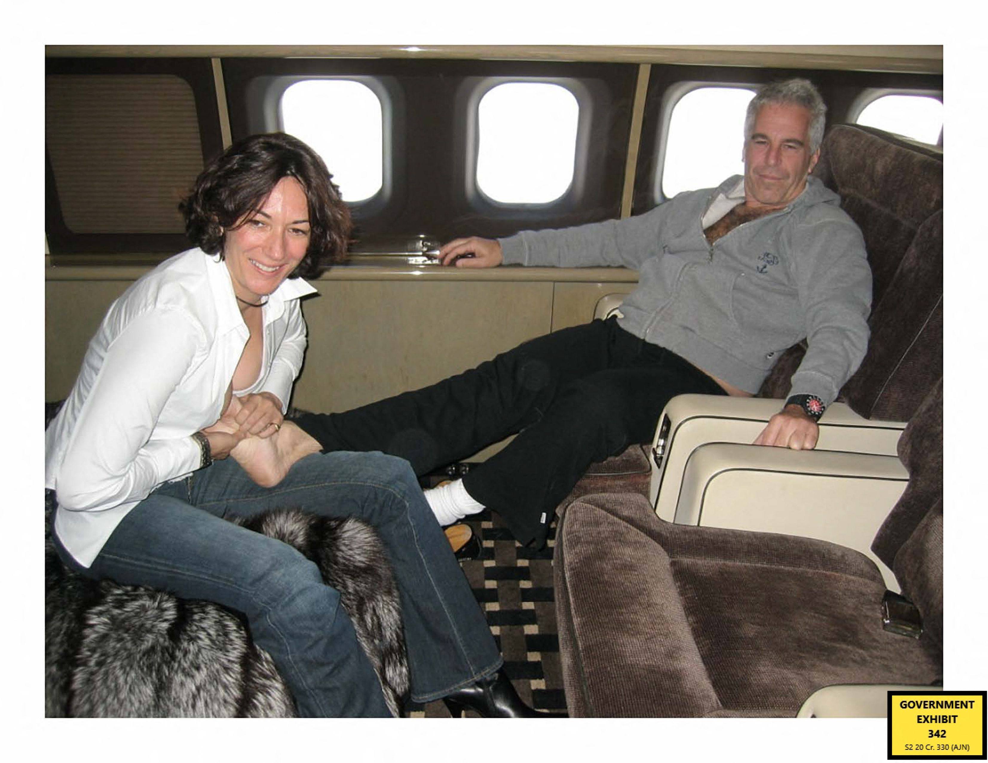 An undated trial evidence image obtained in December 2021 shows British socialite Ghislaine Maxwell and US financier Jeffrey Epstein. Photo: US District Court for the Southern District of New York via AFP
