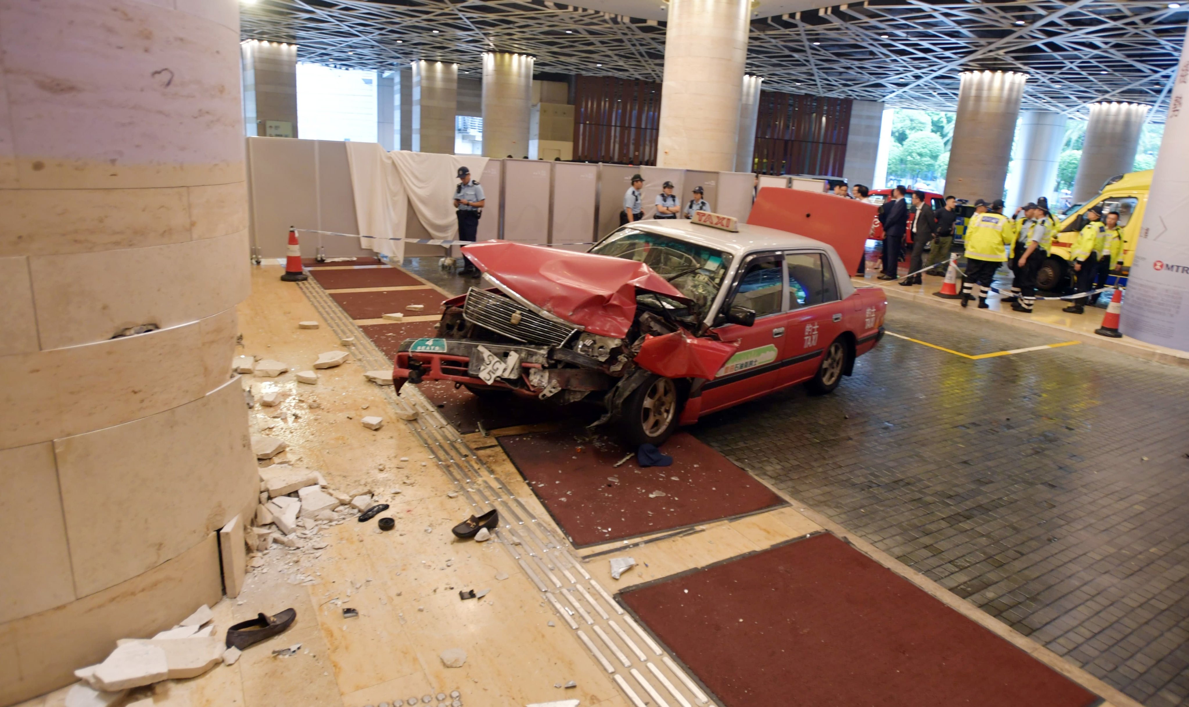 The site of the crash in Tsuen Wan, where a taxi ploughed into a Filipino tourist. Photo: Handout