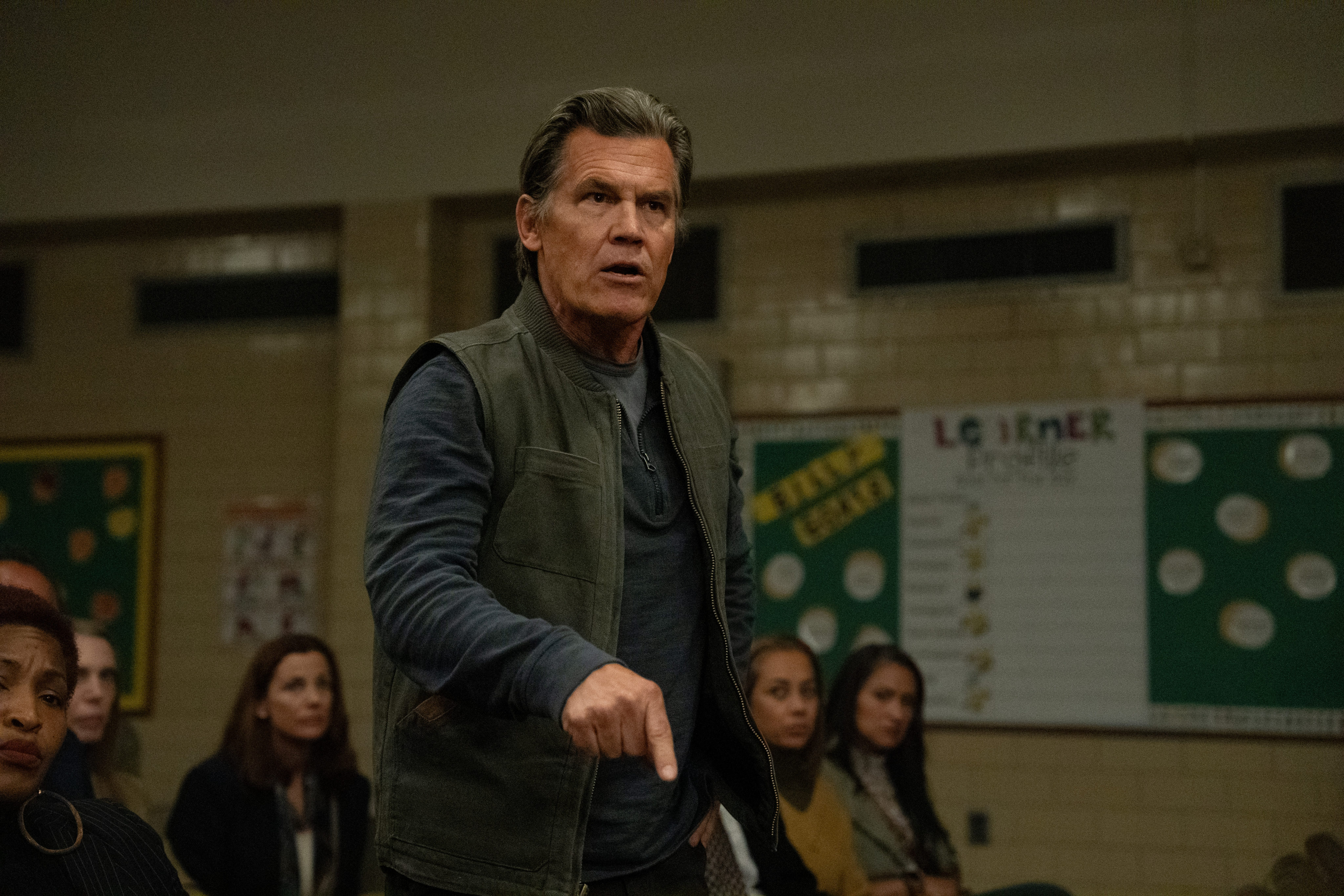 Josh Brolin in a still from Weapons, a film by Zach Cregger that sees a town spin into chaos when all children but one from the same classroom mysteriously vanish. Photo: Quantrell Colbert