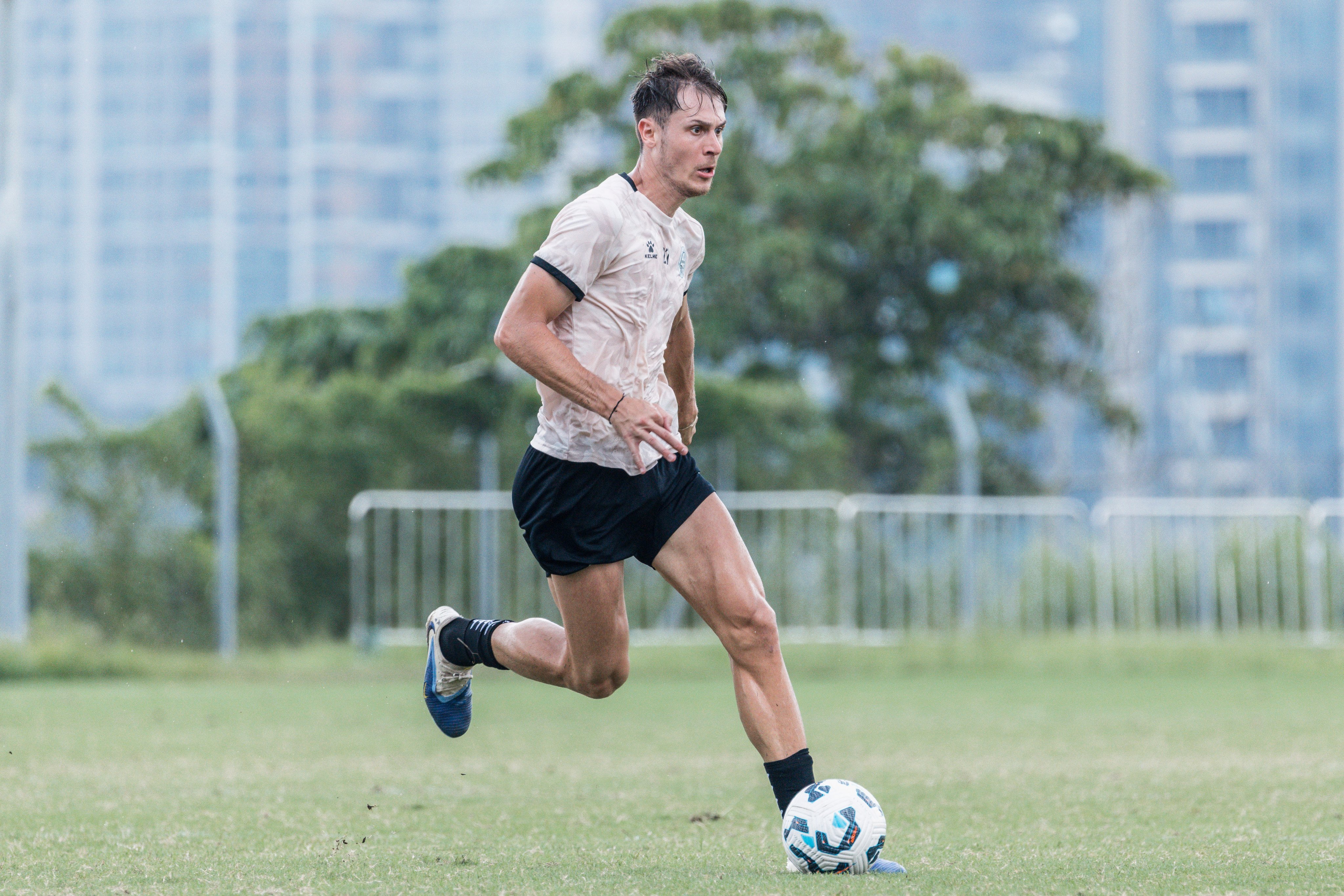 James Temelkovski in pre-season action for Tai Po against Southern, following his arrival from Australia.