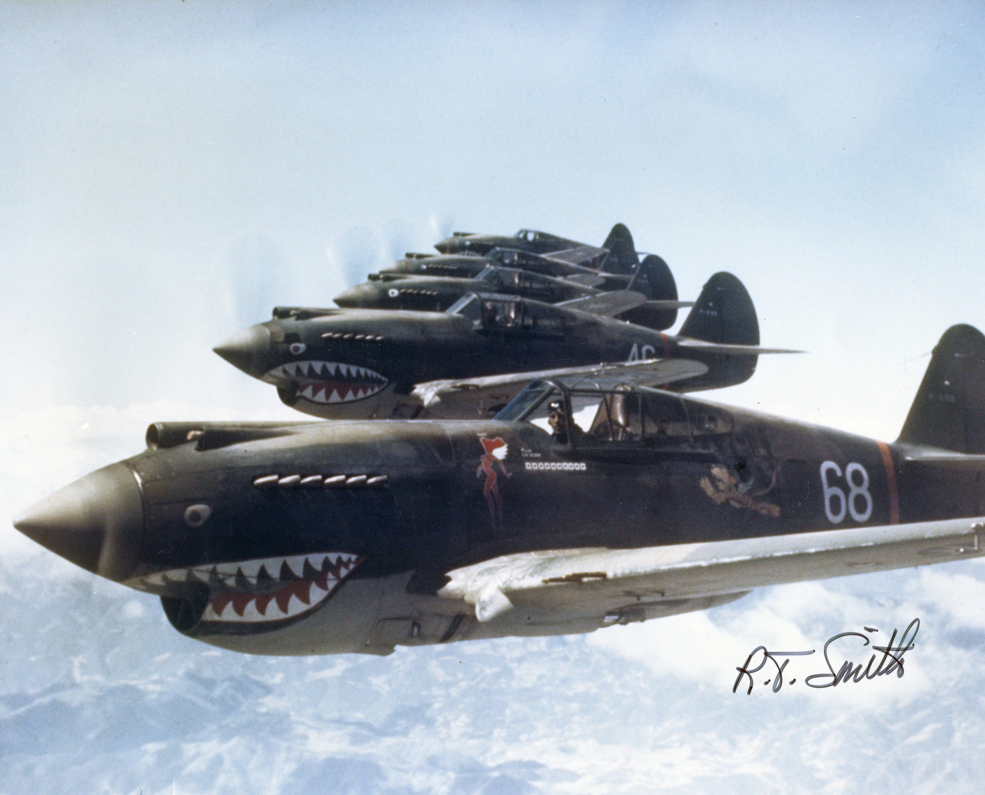A Flying Tigers formation pictured in action in 1942. Photo: San Diego Air & Space Museum