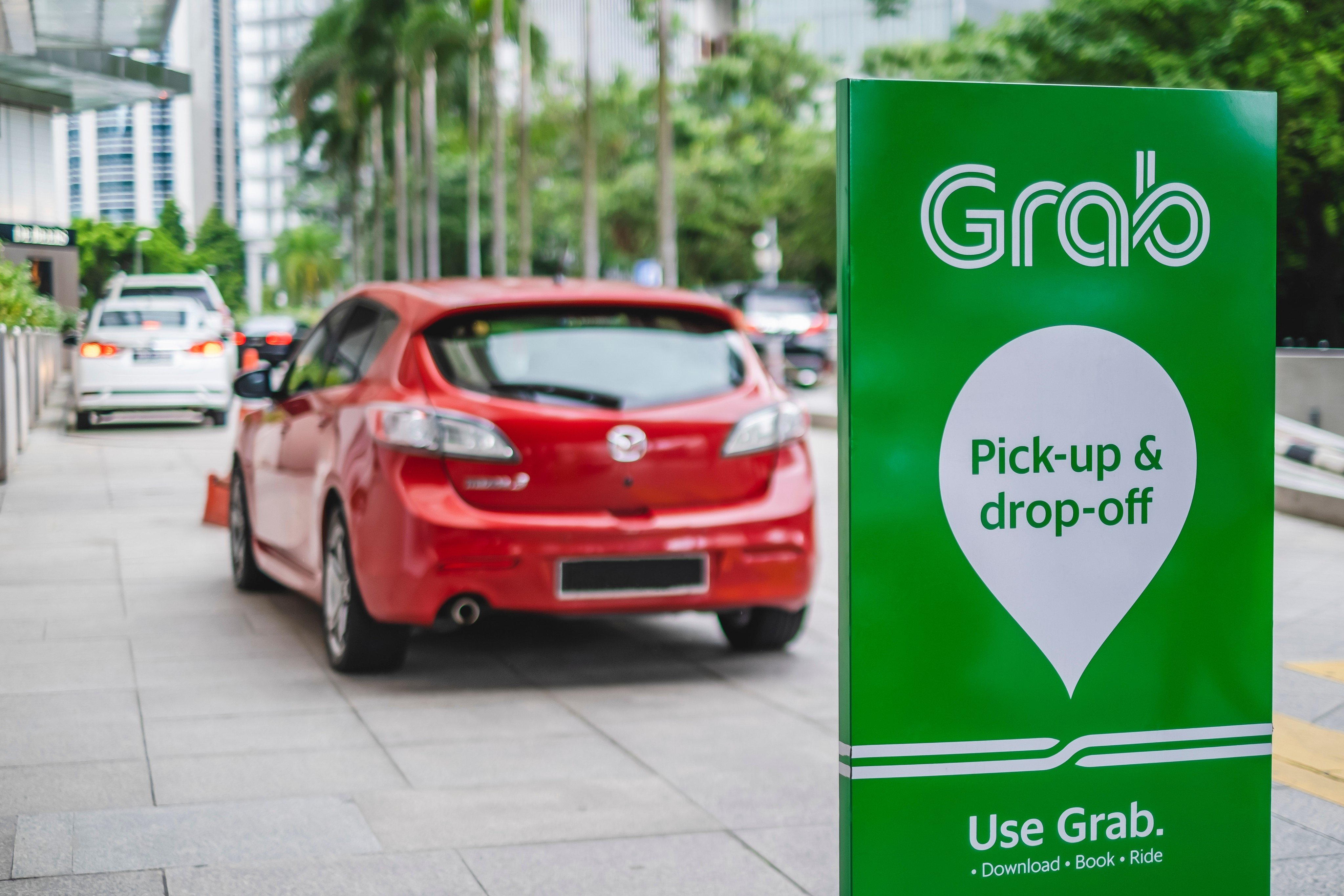 A Grab car pick-up and drop-off point in Kuala Lumpur. Photo: Shutterstock