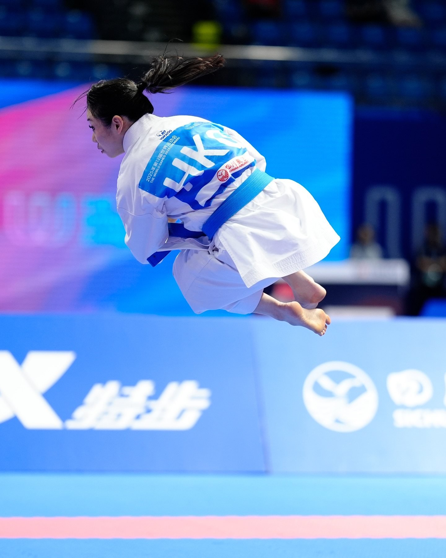 Grace Lau on her way to a gold medal in the women’s karate kata event at the World Games in Chengdu, China on Friday. Photo: World Karate Federation