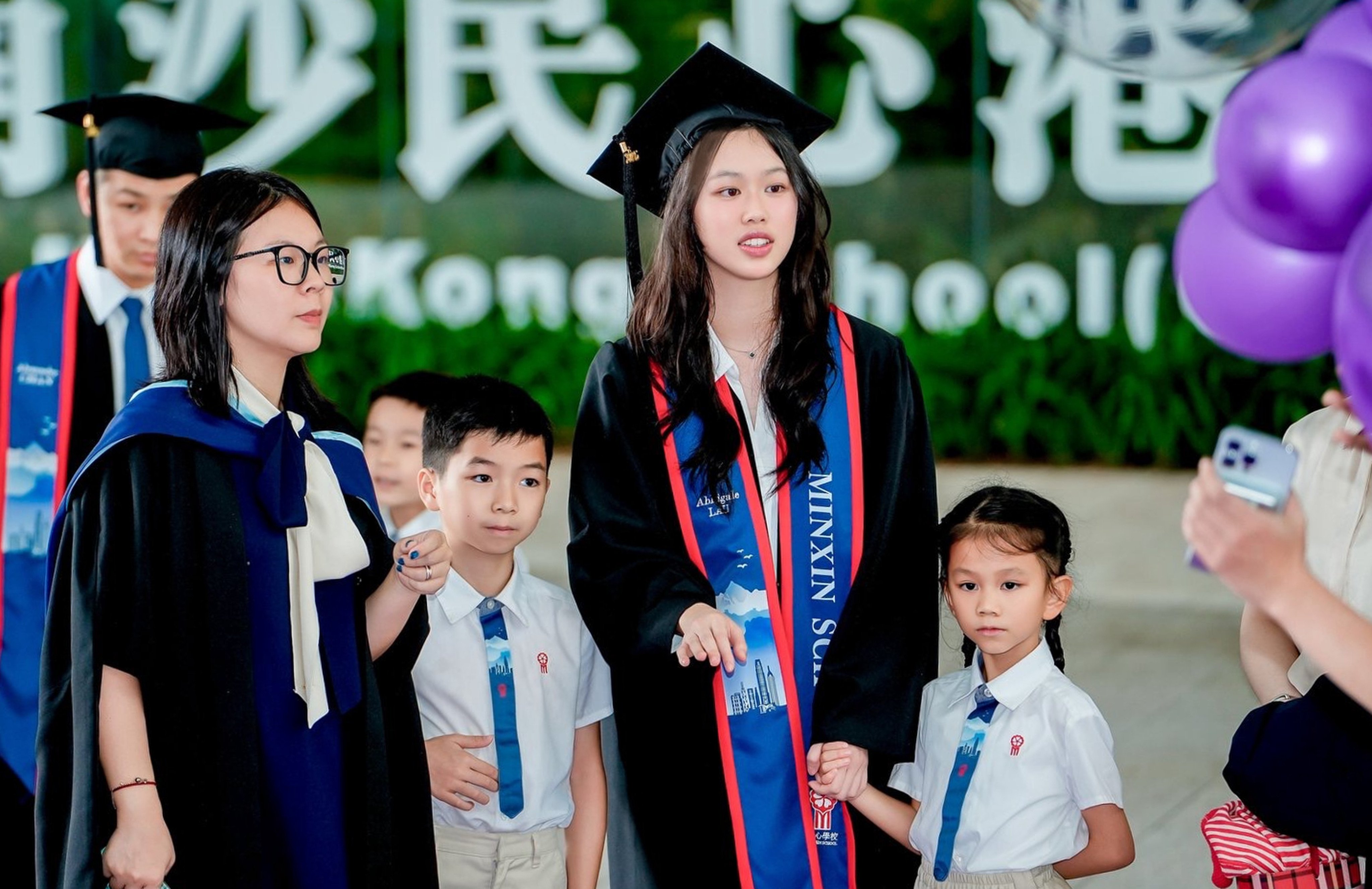 Abbigale Lau, second from right, from Minxin Hong Kong School has received at least eight offers from renowned universities. Photo: handout