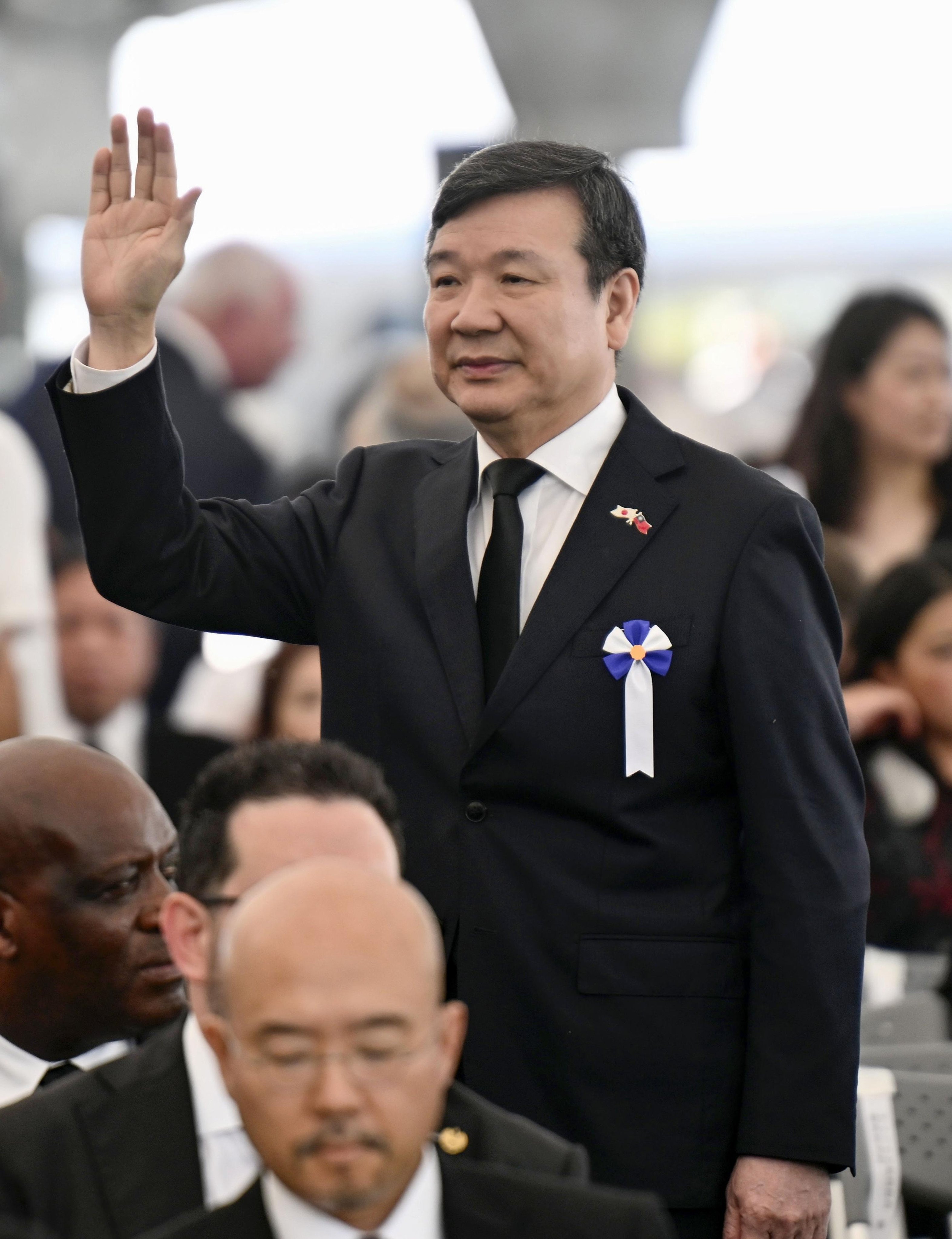 Lee Yi-yang, Taiwan’s de facto ambassador to Japan, attends a memorial ceremony in Hiroshima. Photo: Kyodo