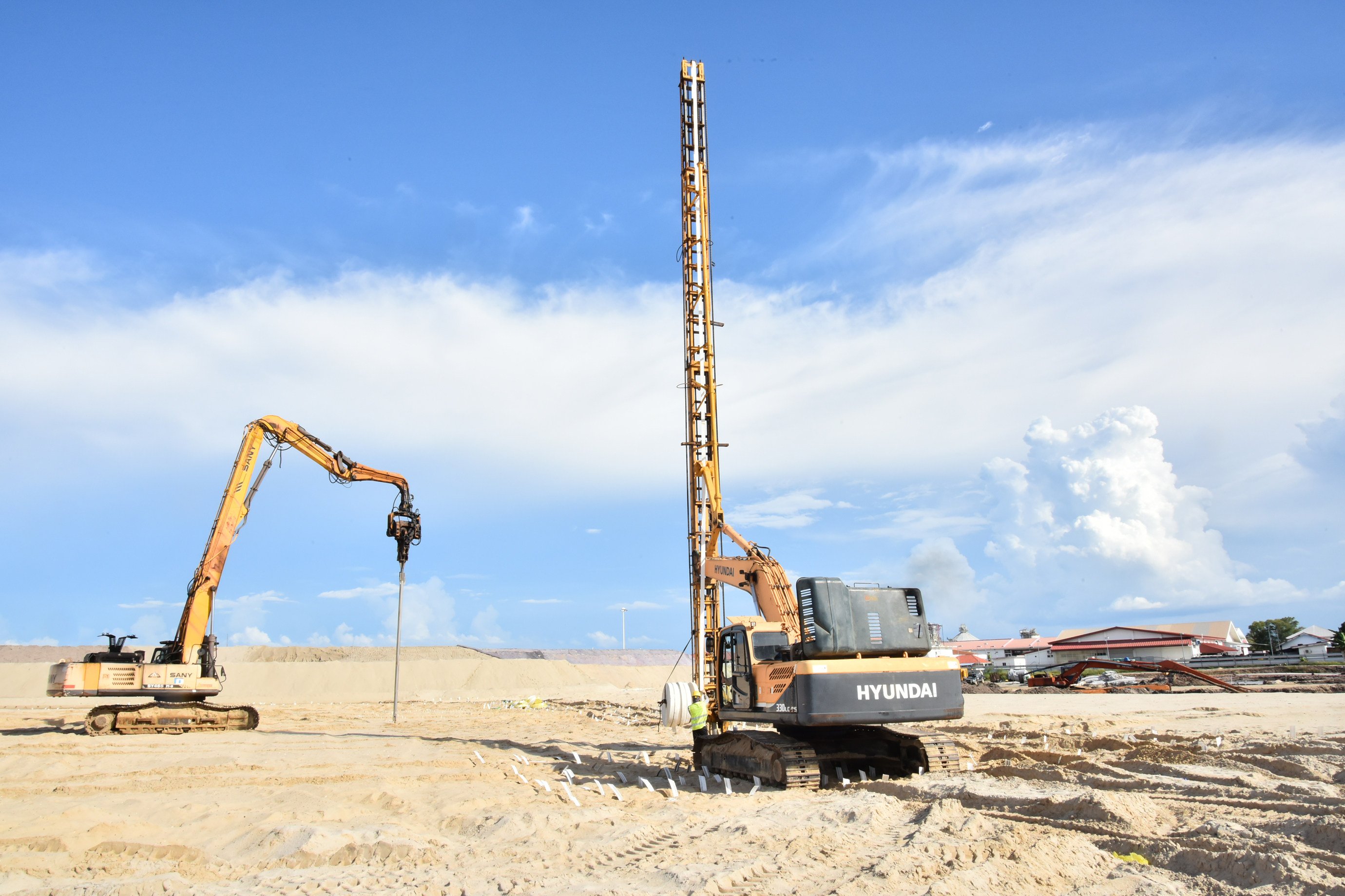 Construction continues on a new container terminal at Muara Port in Brunei. The project to expand the port is reportedly on track to be completed by the end of 2027. Photo: Xinhua