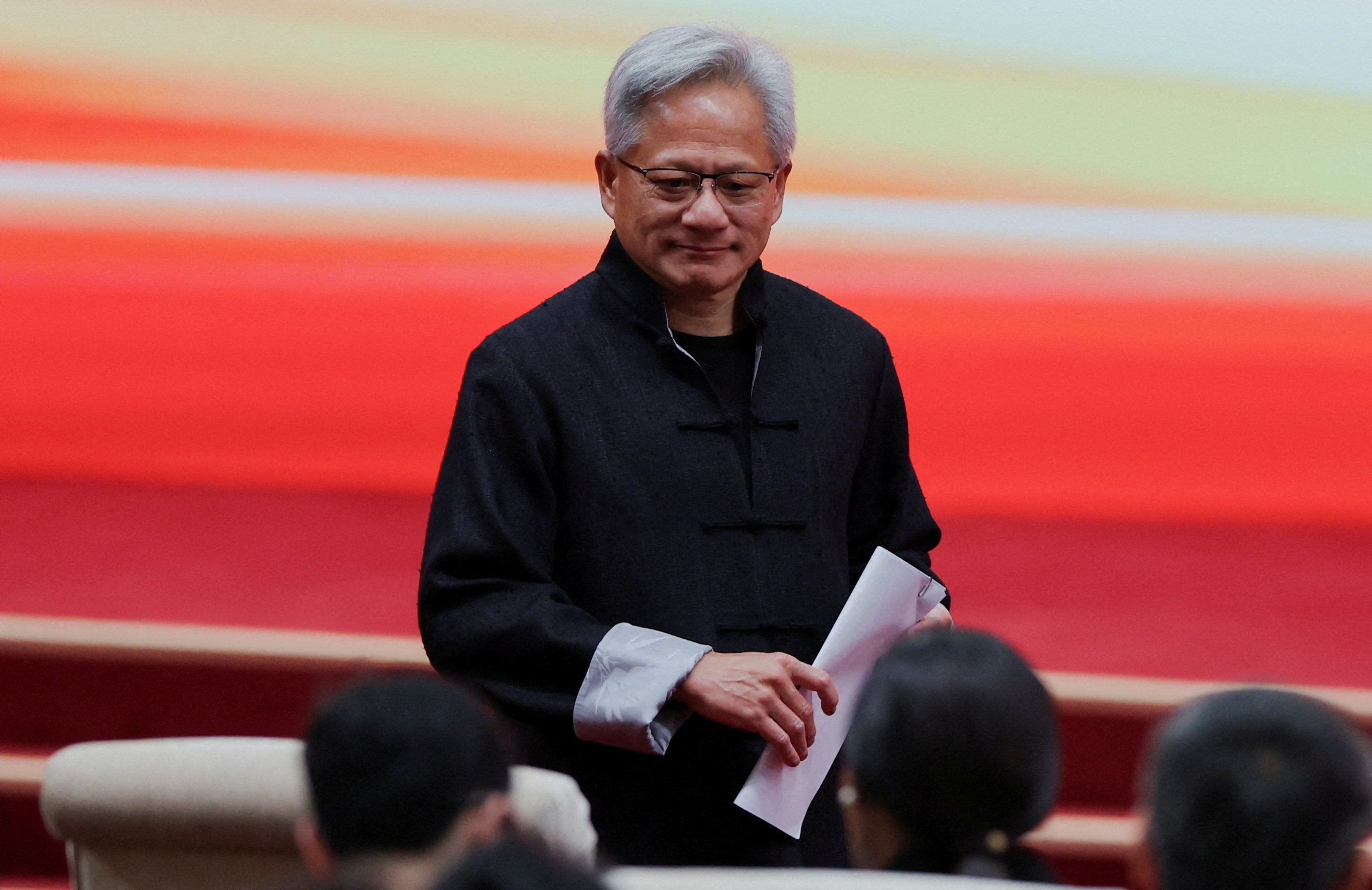 Nvidia CEO Jensen Huang arrives for the opening ceremony of the China International Supply Chain Expo in Beijing last month. Photo: Reuters