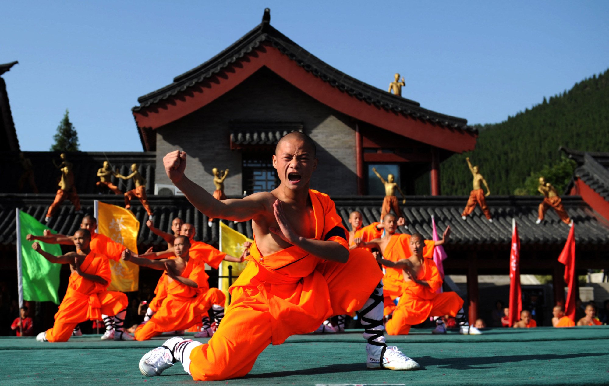 Kung fu students perform at Shaolin Temple. Photo: AFP
