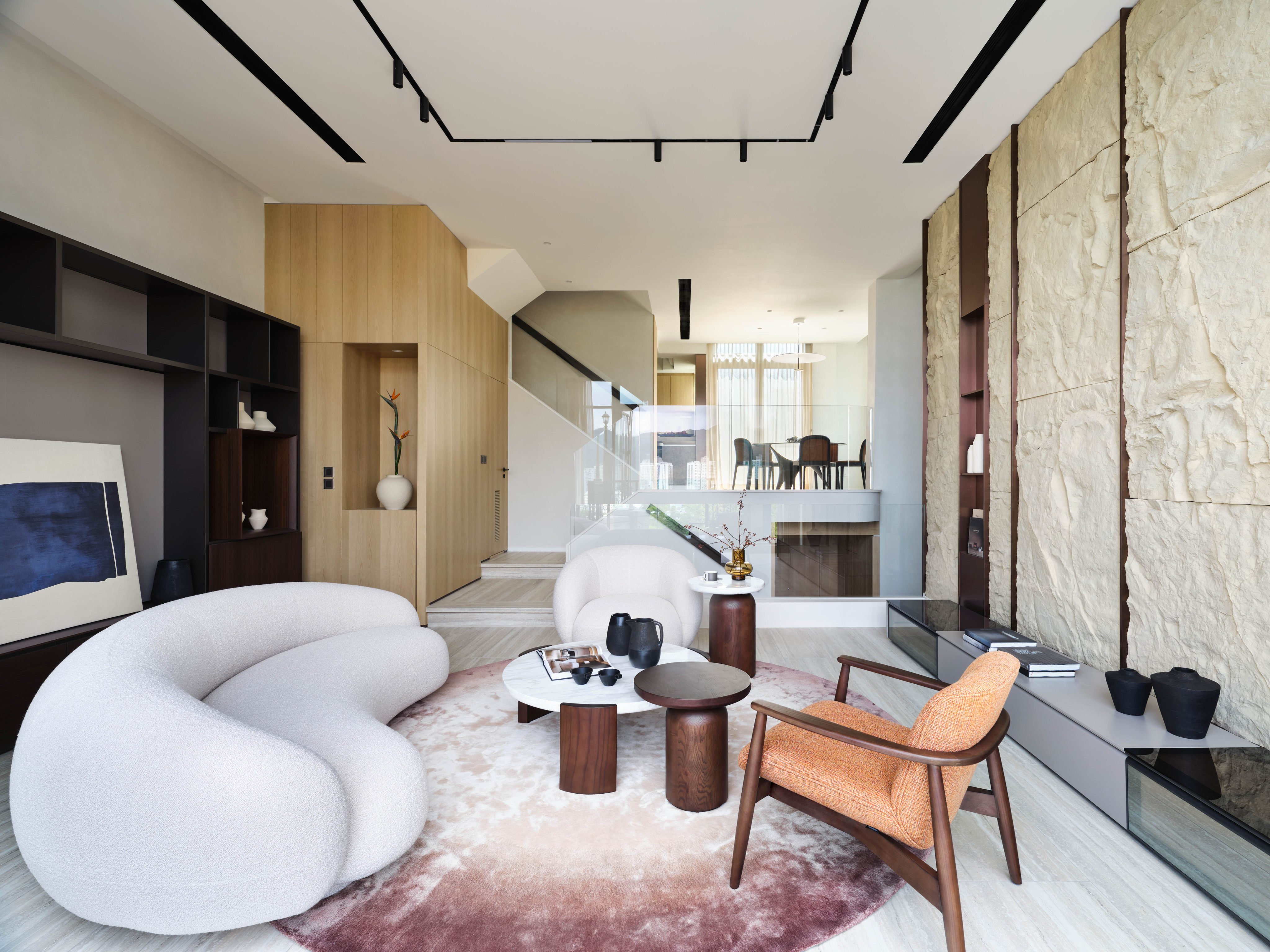 The living room of the home in Tai Wai, Hong Kong, designed by In-between Architects. Photo: Tan Hai Han
