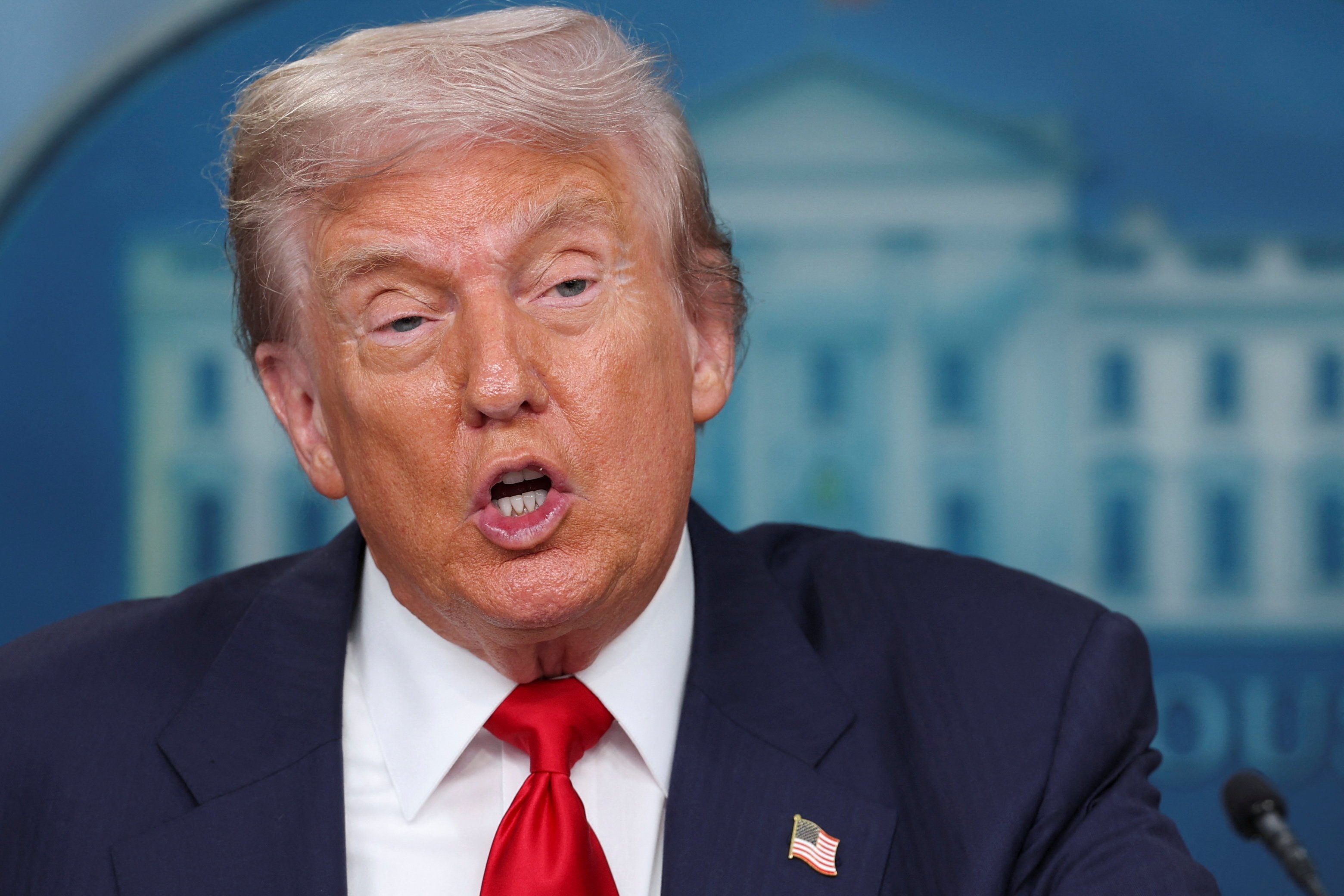US President Donald Trump during  his news conference in the White House on Monday. Photo: Reuters