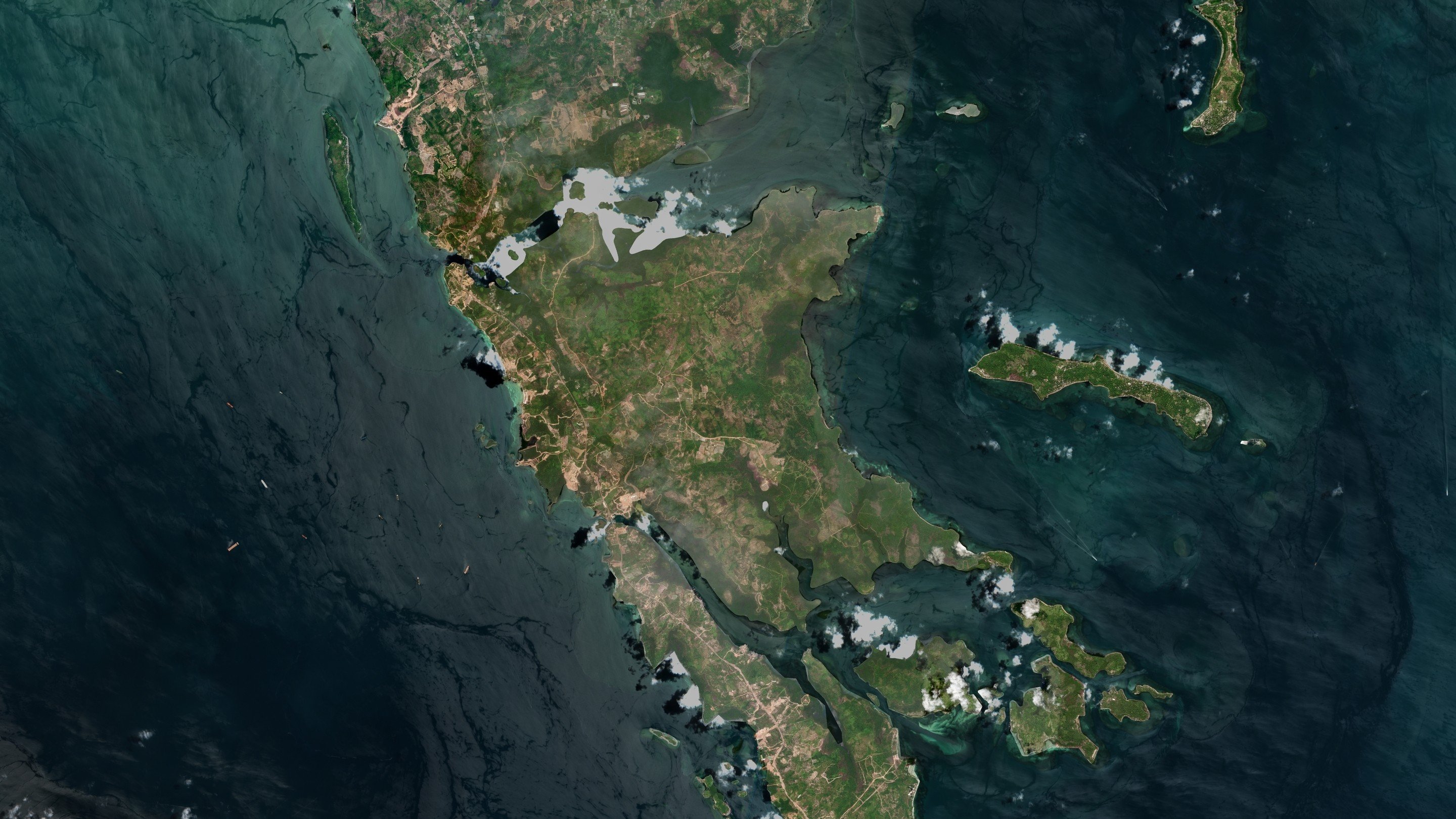 A satellite image of Galang Island, or Pulau Galang,  taken in 2021. Photo: Shutterstock