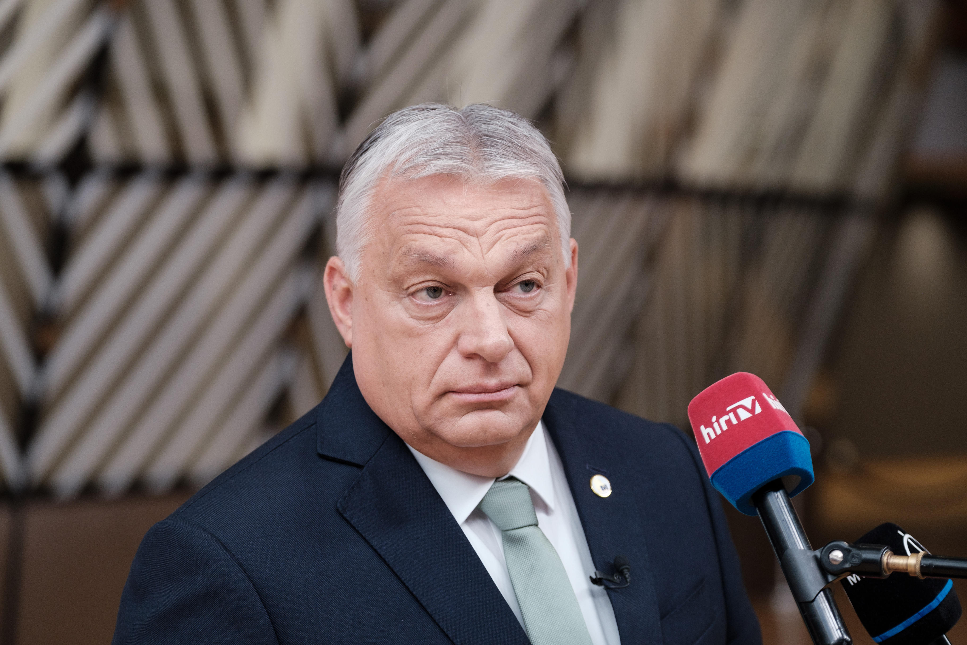 Hungarian Prime Minister Viktor Orban speaks to media in Brussels, Belgium, in June. Photo:  Sophie Hugon/EU Council via dpa
