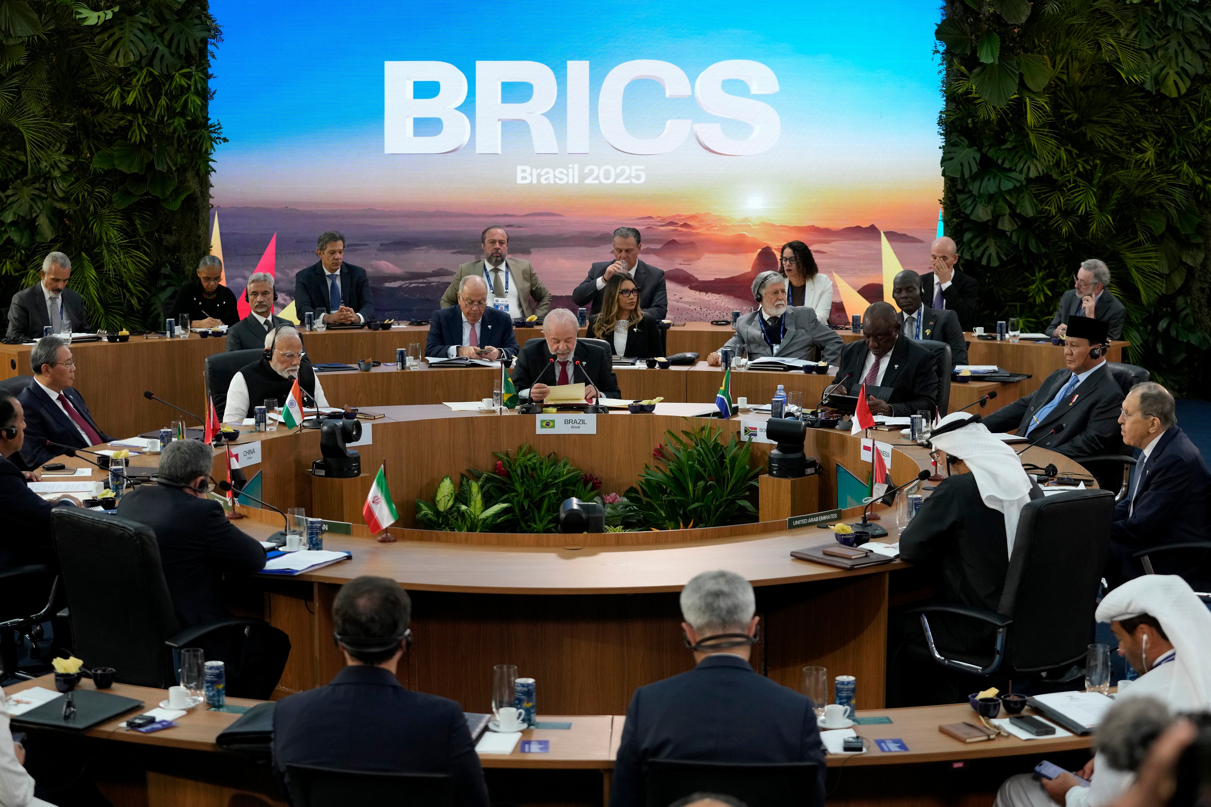 Leaders from Brics member nations take part in the bloc’s 17th annual summit in Rio de Janeiro on July 6. Photo: AP