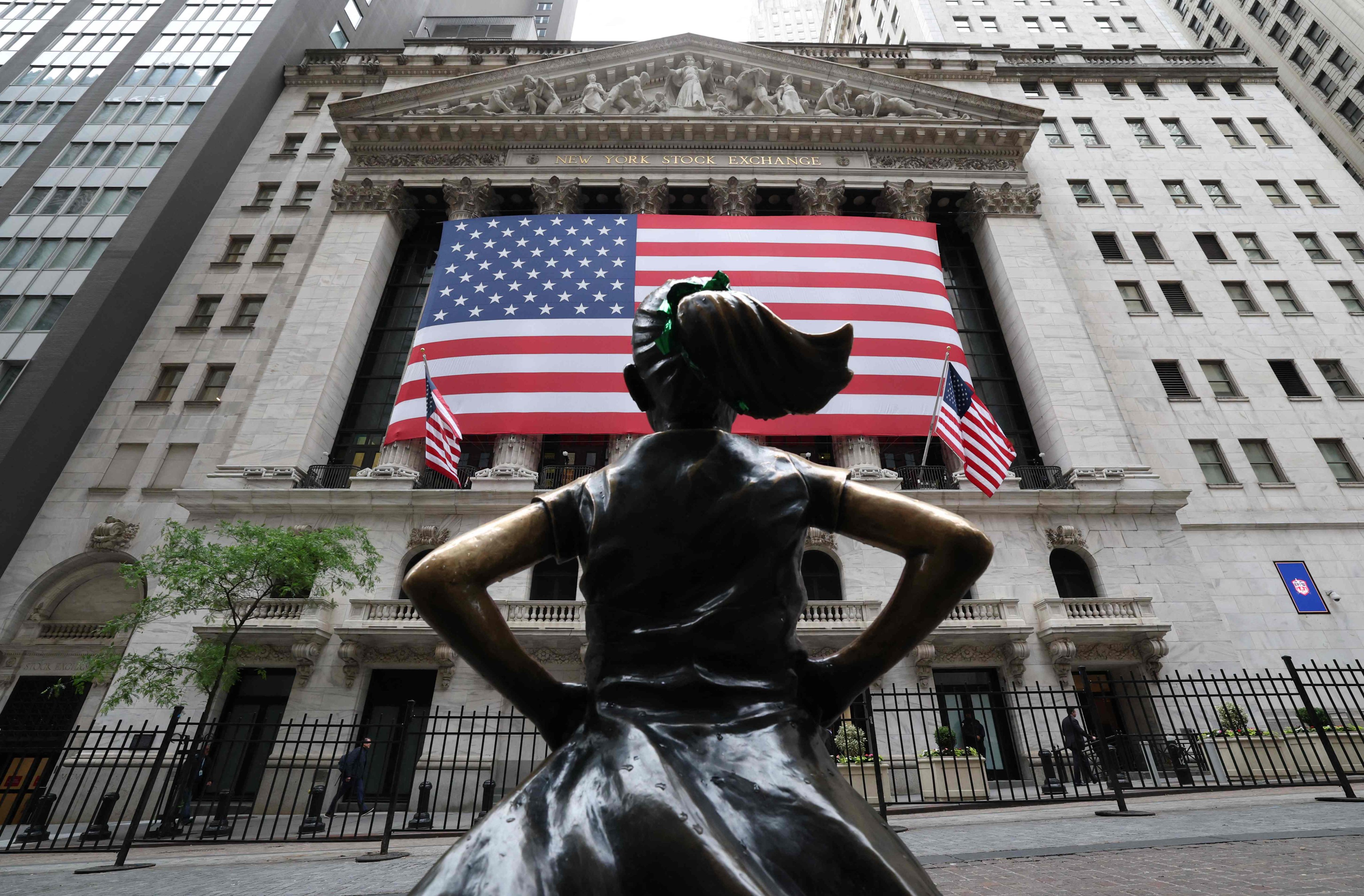 The Fearless Girl sculpture outside the New York Stock Exchange. Photo: AFP