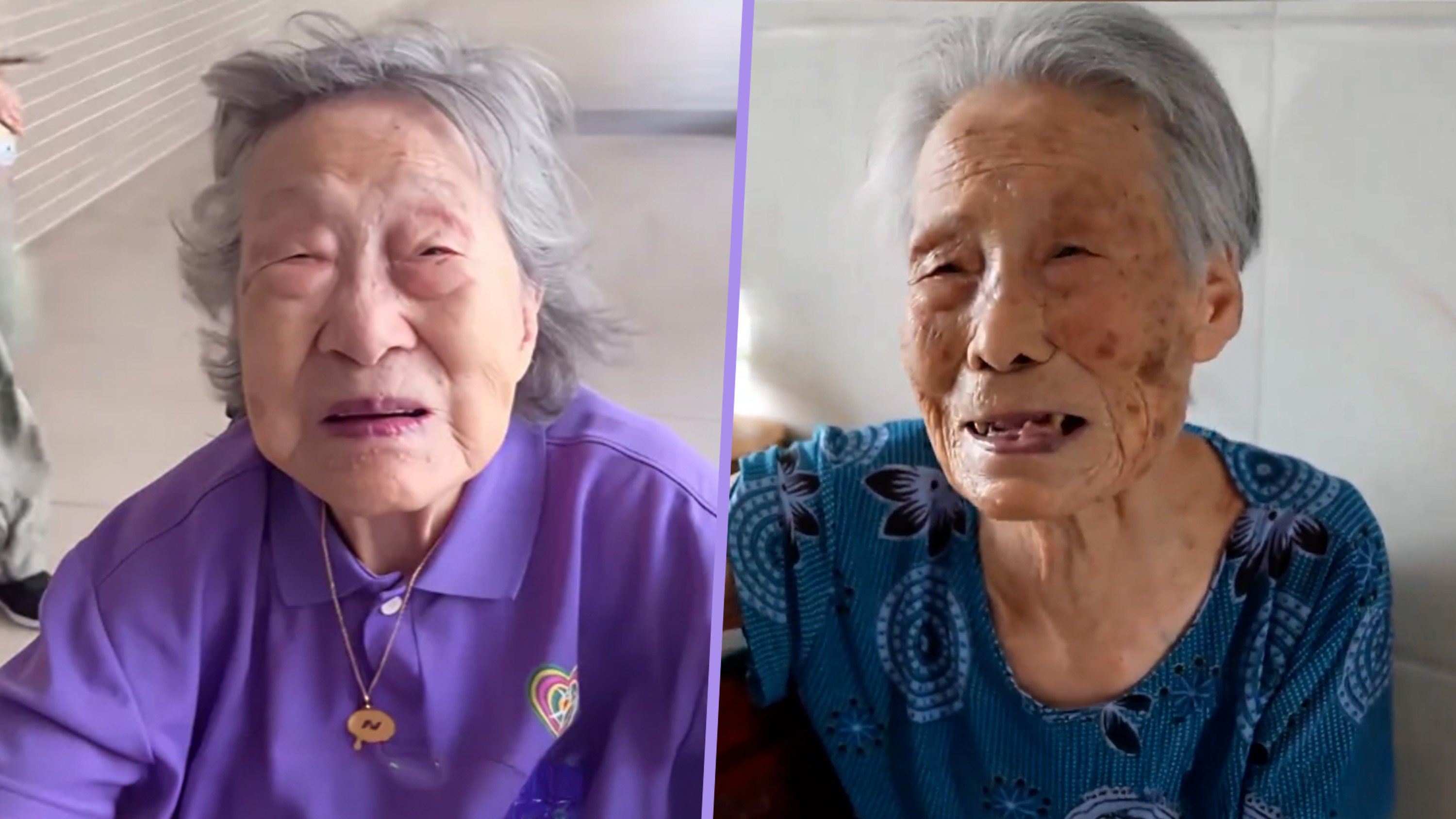 Two centenarian sisters who were separated for decades have been  reunited via video, touching many hearts online. Photo: SCMP composite/Douyin