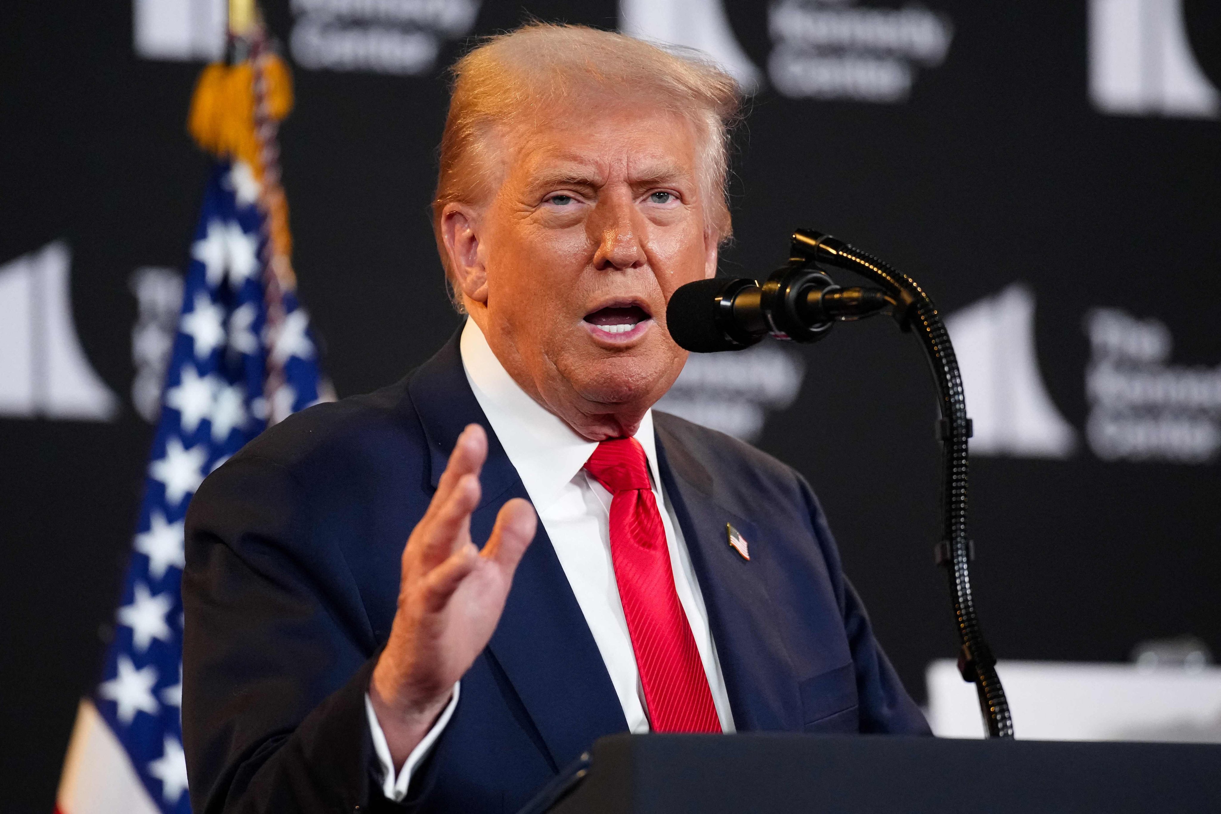 US President Donald Trump speaks during an event at the Kennedy Centre in Washington on Wednesday. Photo: AFP