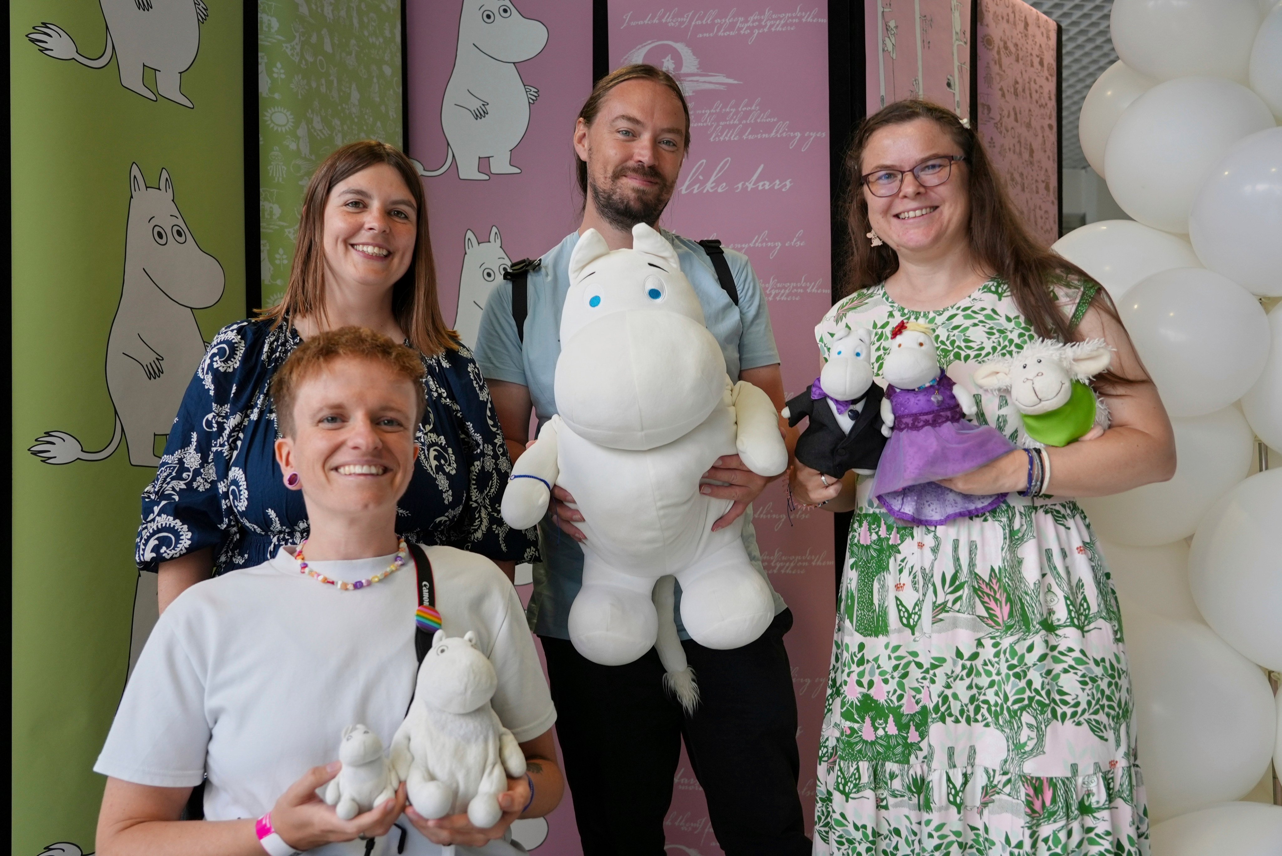 Moomins fans celebrate the 80th anniversary of the publication of the Finnish children’s classic, The Moomins and the Great Flood, and the birthday of the author Tove Jansson, in Tampere, Finland, on August 9, 2025. Photo: AP