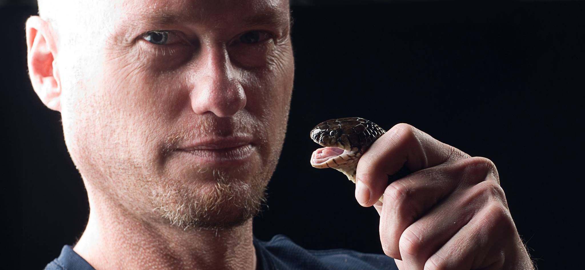 To help develop immunity to snake venom, Tim Friede injected himself with small amounts of diluted venom more than 700 times. Photo: facebook.com/tim.friede.1