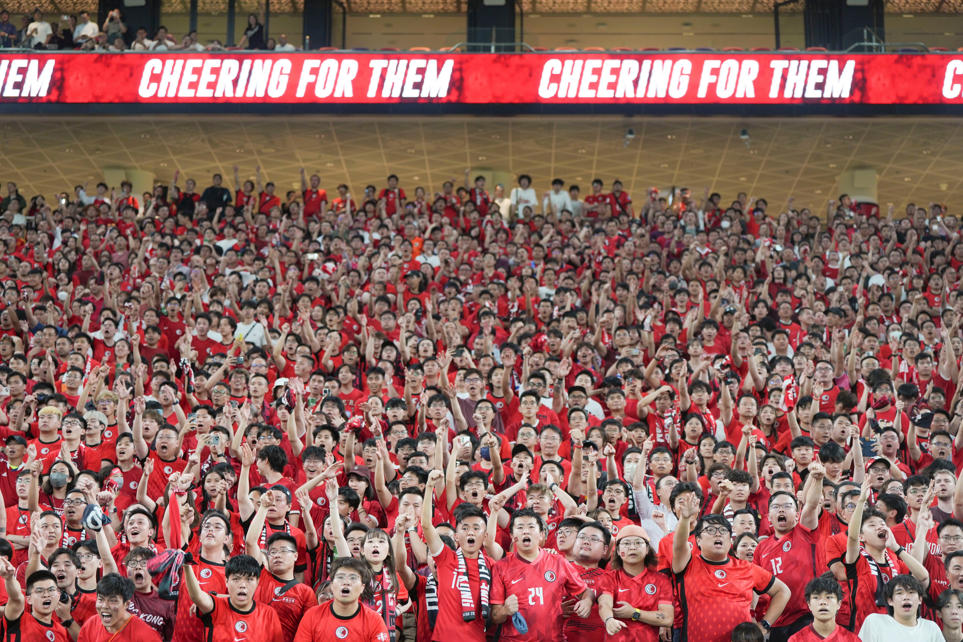 Fans cheer for Hong Kong during the football match against India at Kai Tak Stadium in June. Photo: Sam Tsang