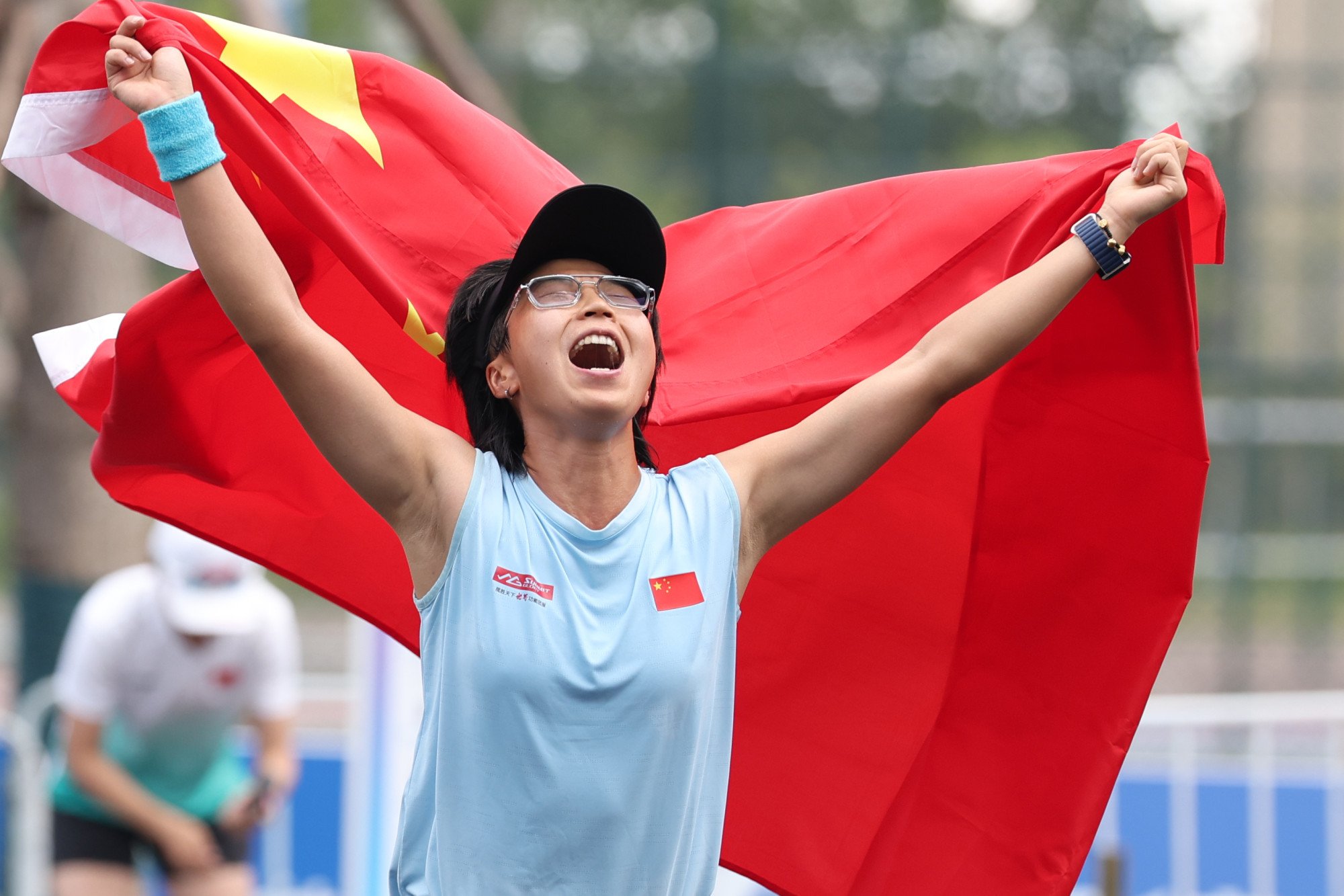 China's Wang Chenyi won the Lyonnaise progressive shooting gold medal against Turkey's Inci Ozturk. Photo: Xinhua
