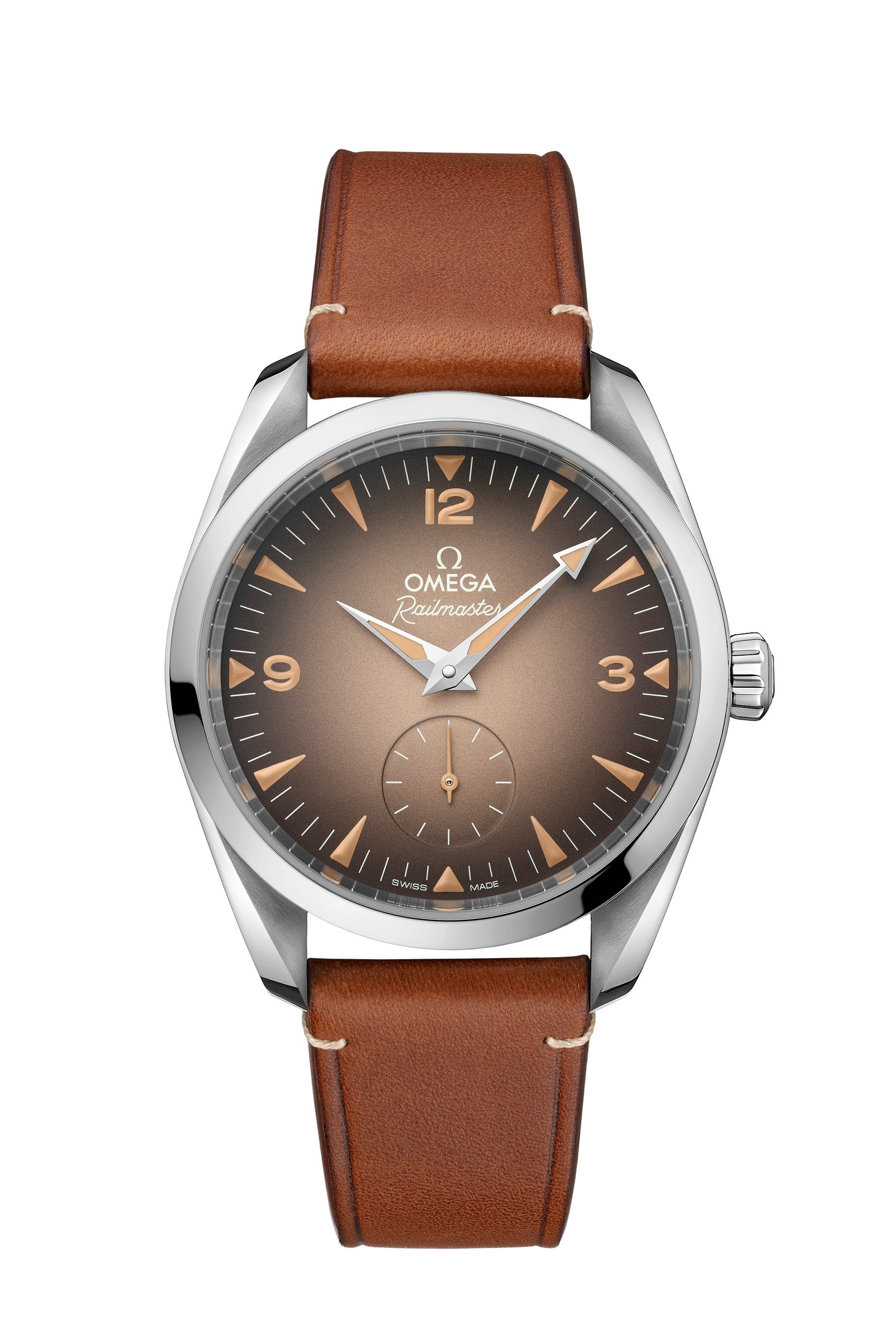 The Railmaster 38mm with golden brown strap. Photo: Handout
