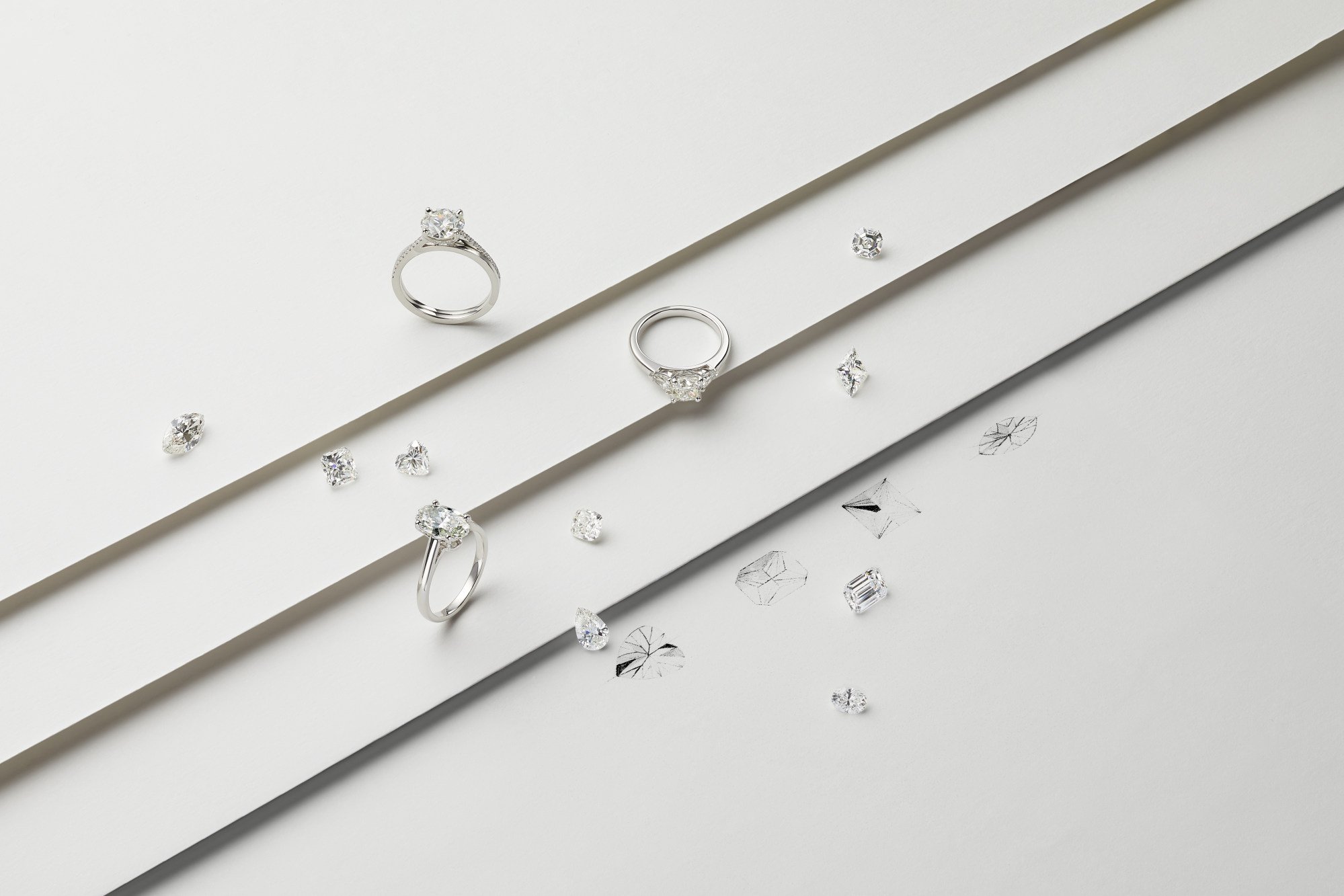 Engagement rings - from sketches to stone selection to the finished article. Photo: Handout