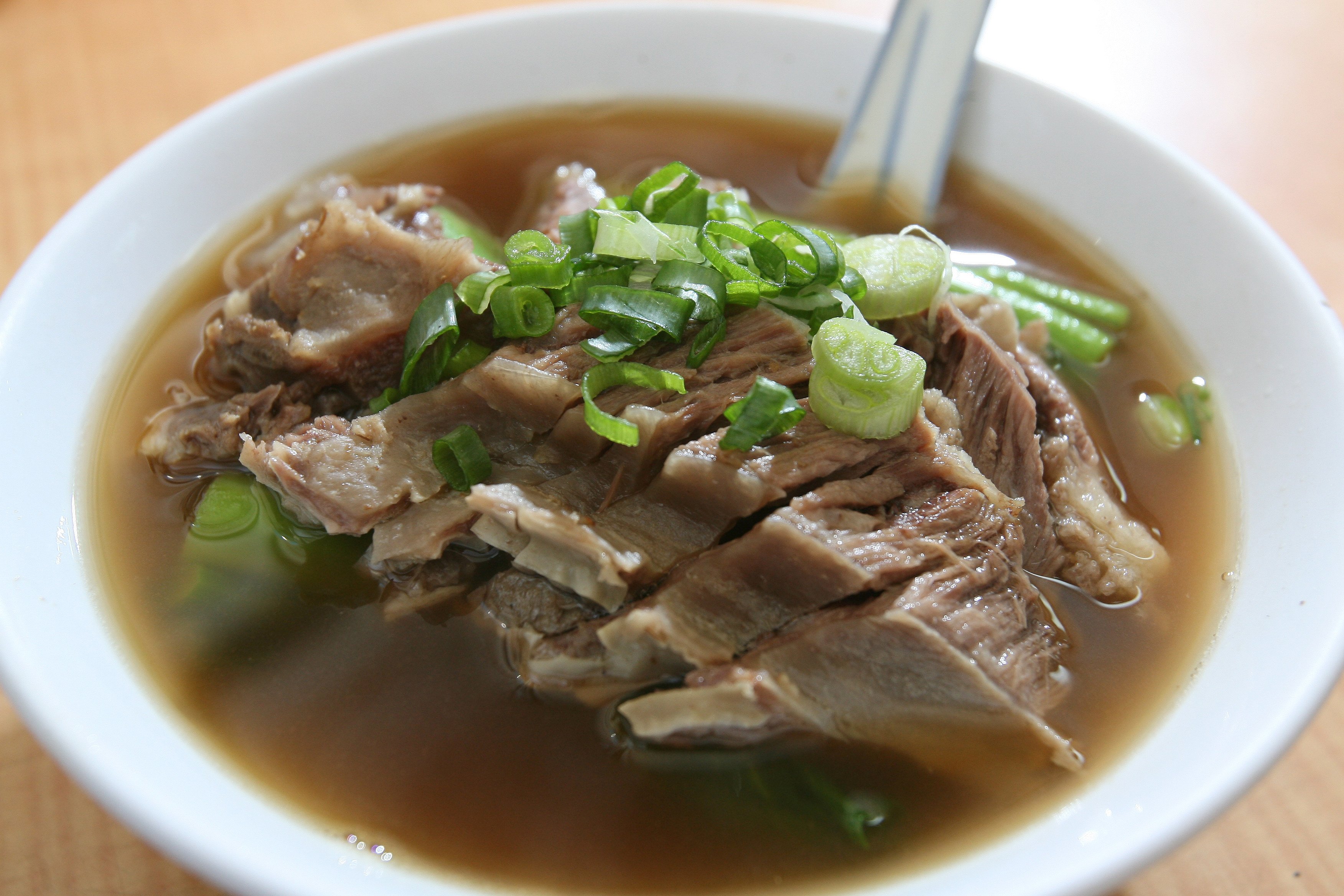 Beef brisket in broth at On Lee Noodle Shop.
