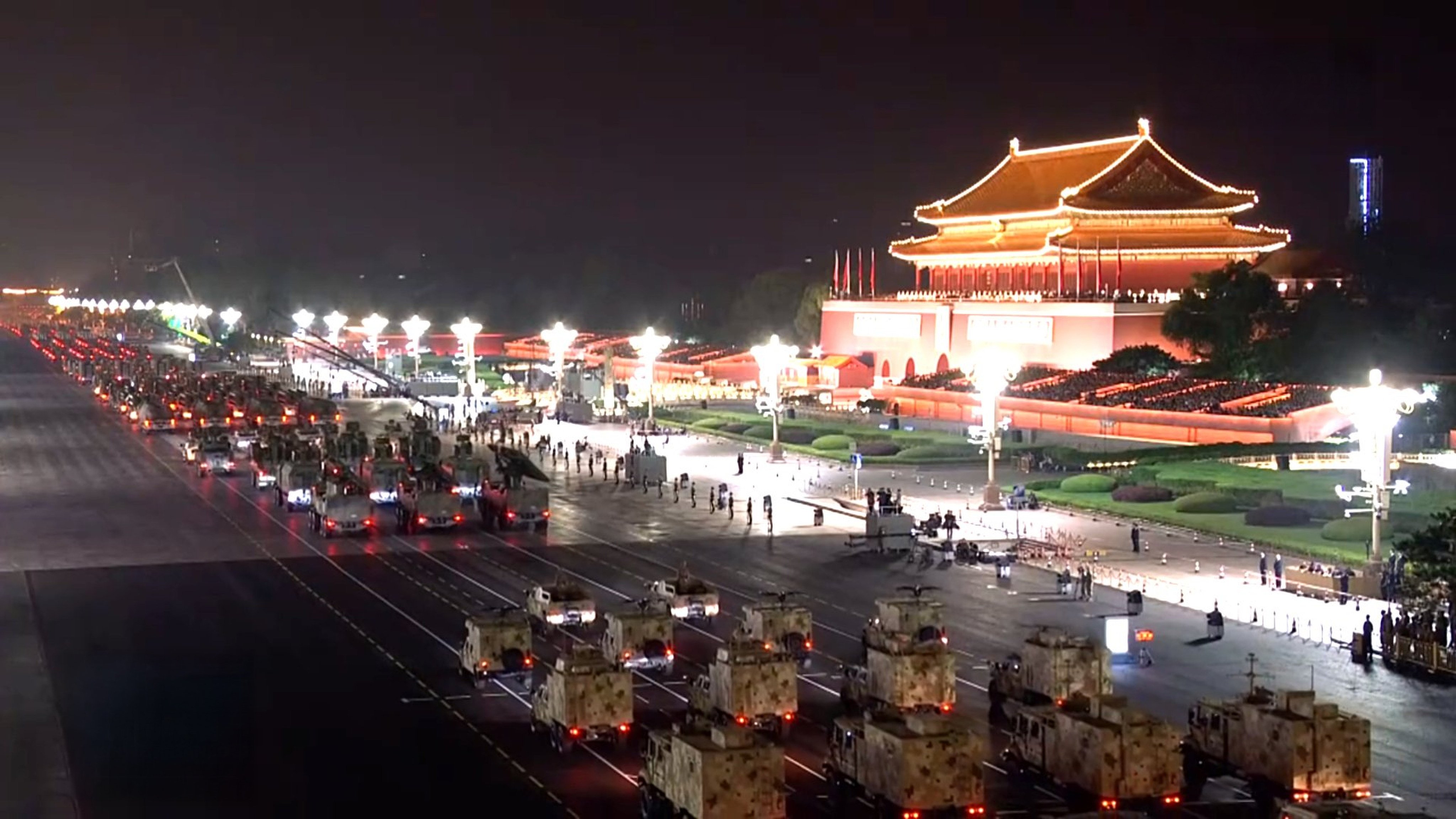 A weekend rehearsal in Beijing gave a glimpse of some of the advanced weaponry that will be on display during next month’s military parade. Photo: CCTV