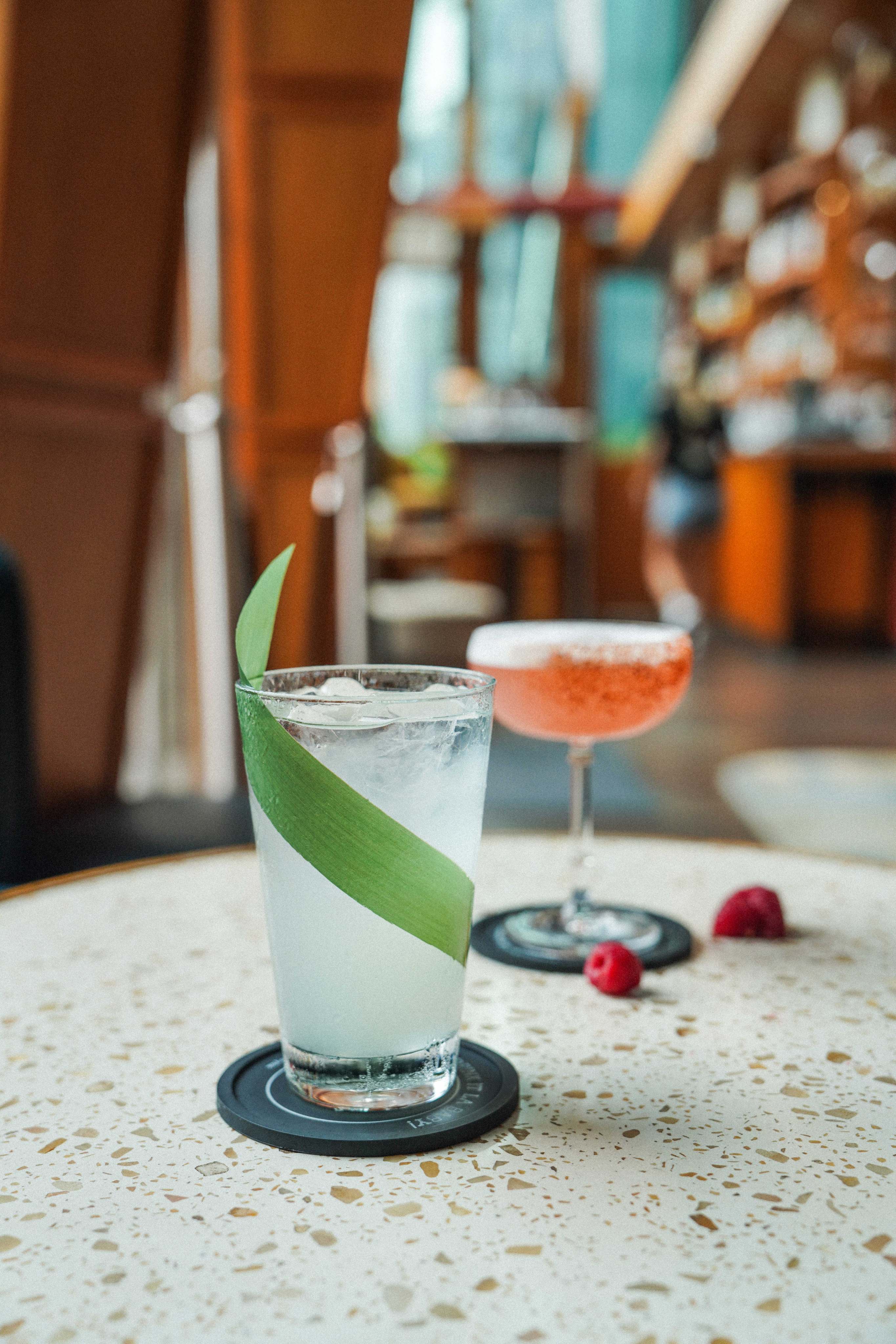 Terrible Baby’s summer drinks: Leafy Life (left), and Berries & Flowers. Photo: Handout