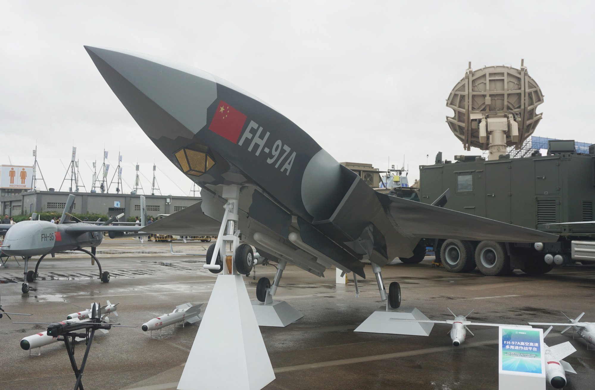 The FH-97A stealth drone at the 2024 Zhuhai Air Show in southern China. Photo: CFOTO/Future Publishing via Getty Images