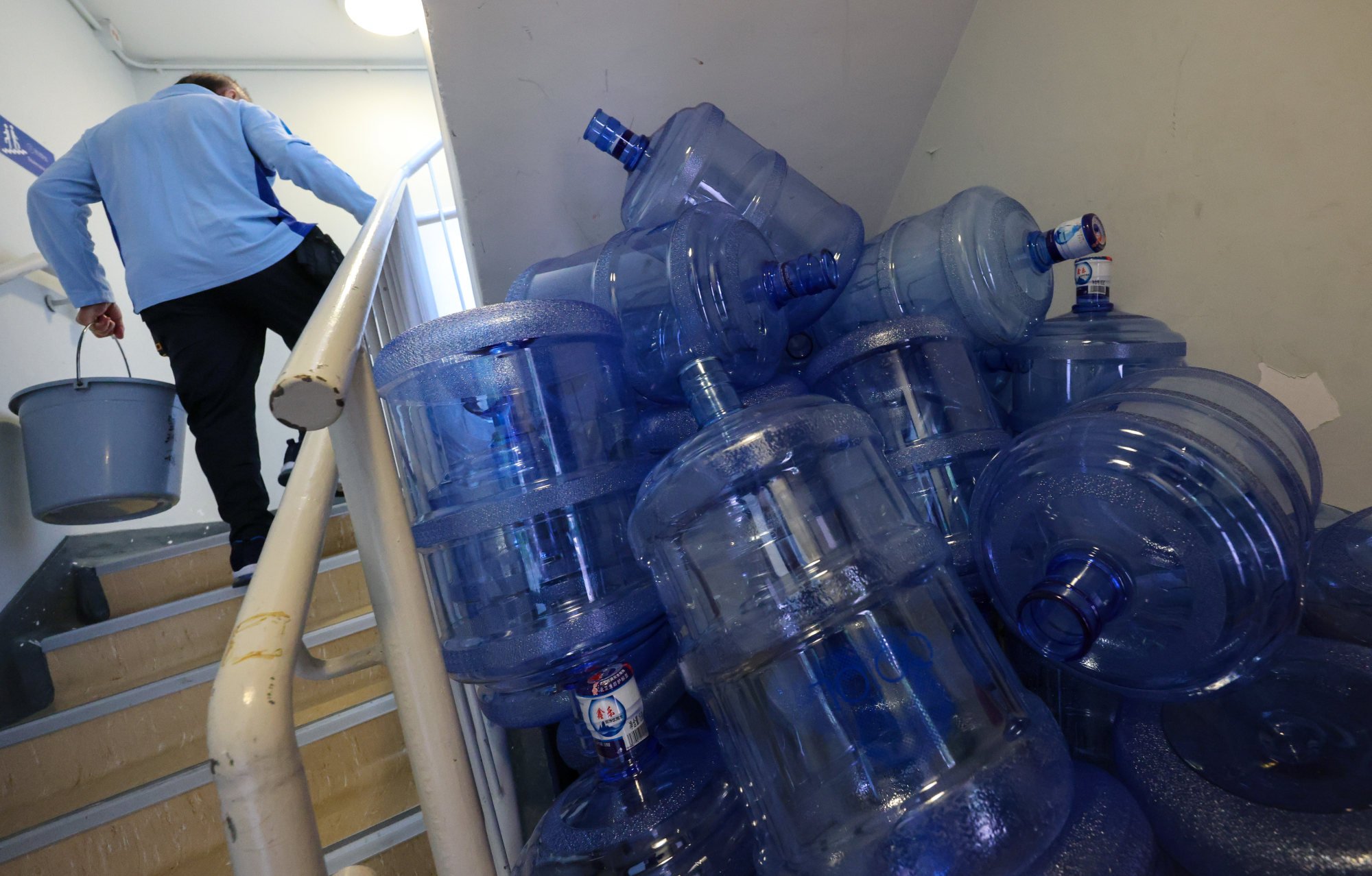 Used water bottles at the Hong Kong Squash Centre. Photo: Jelly Tse