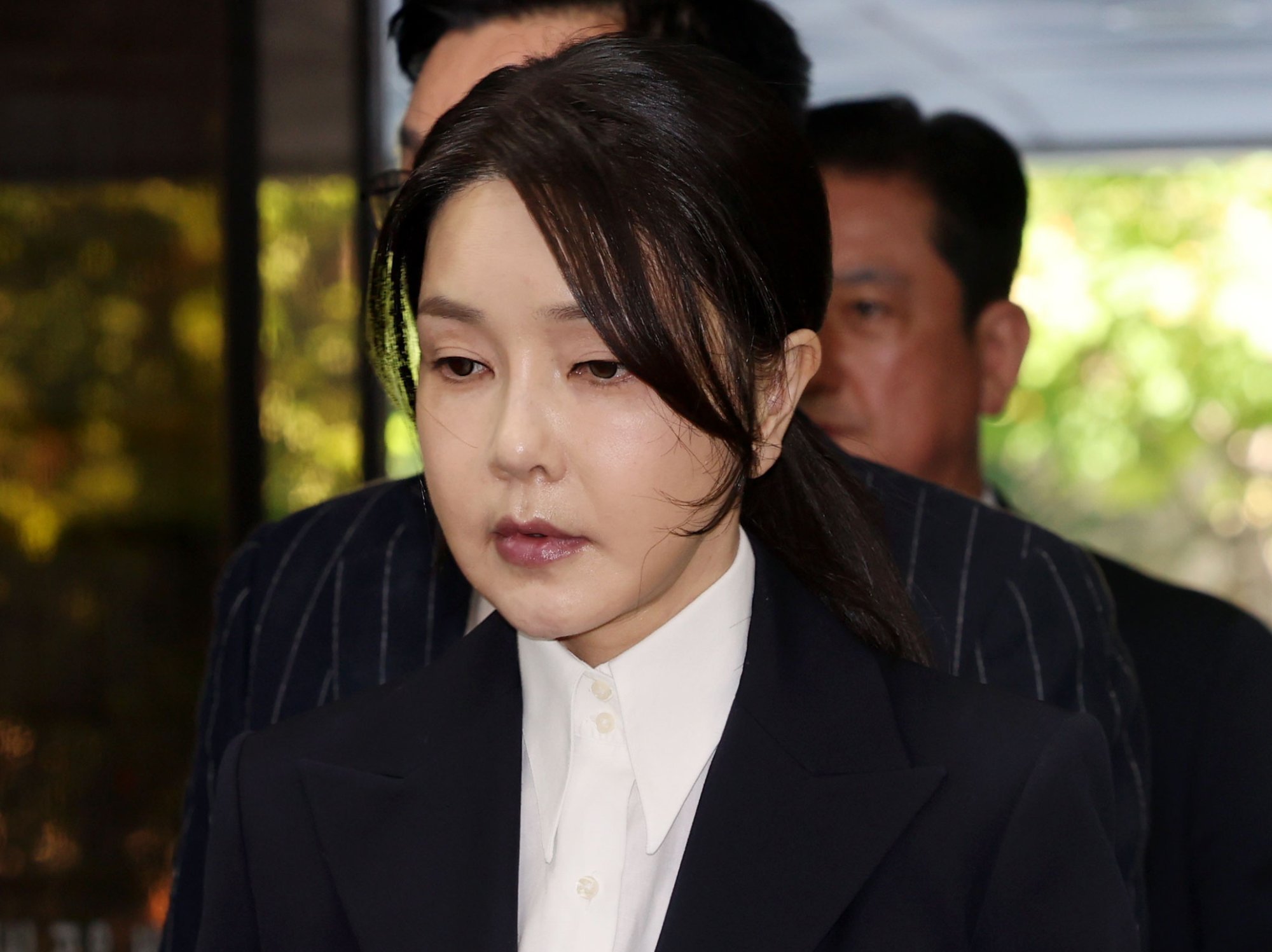 South Korea's former first lady Kim Keon-hee arrives at the Seoul Central District Court on Tuesday. Photo: EPA