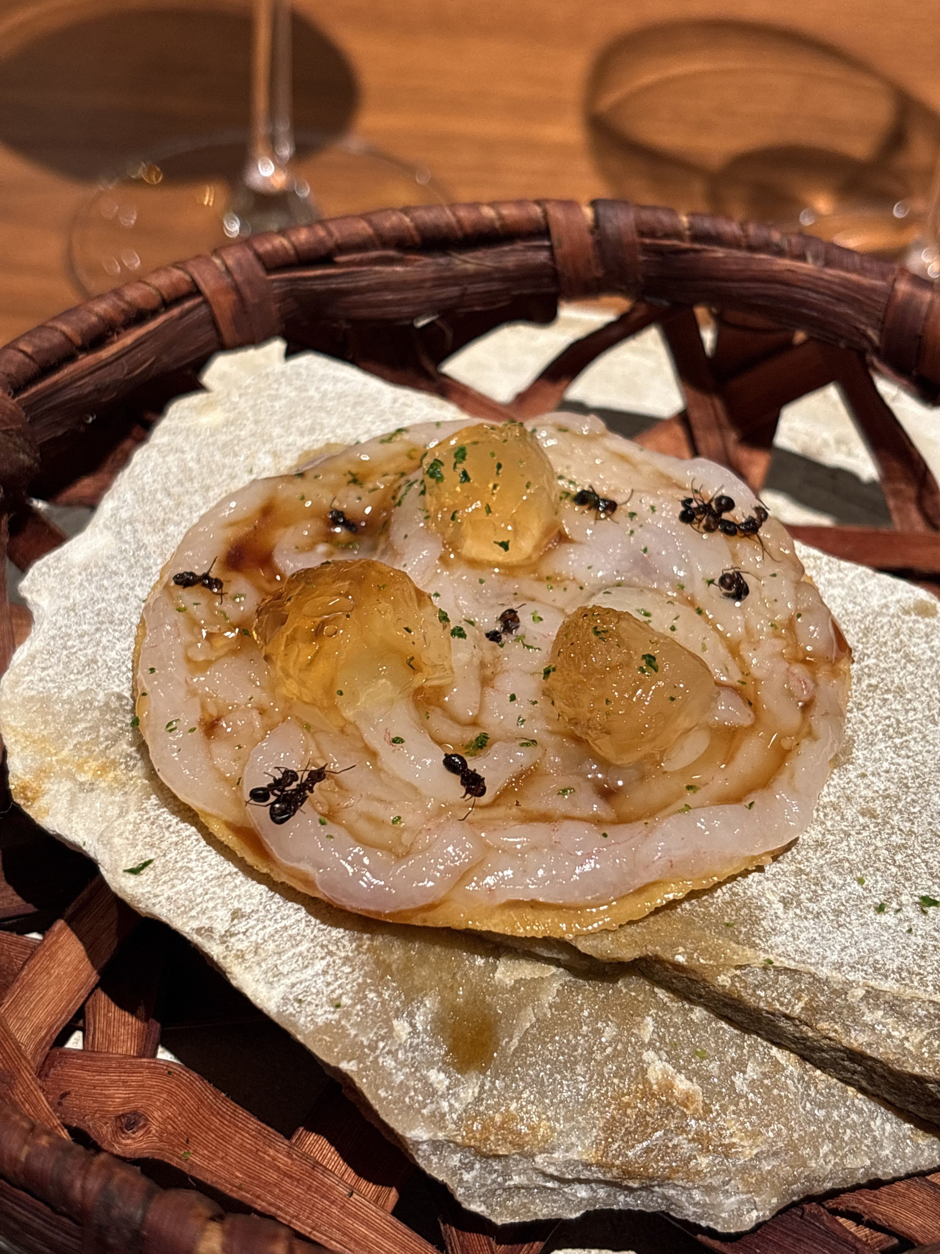 One famed Noma signature, ants on a shrimp, was rejigged to become a tartlet at their Taipei pop-up. Photo: Charmaine Mok