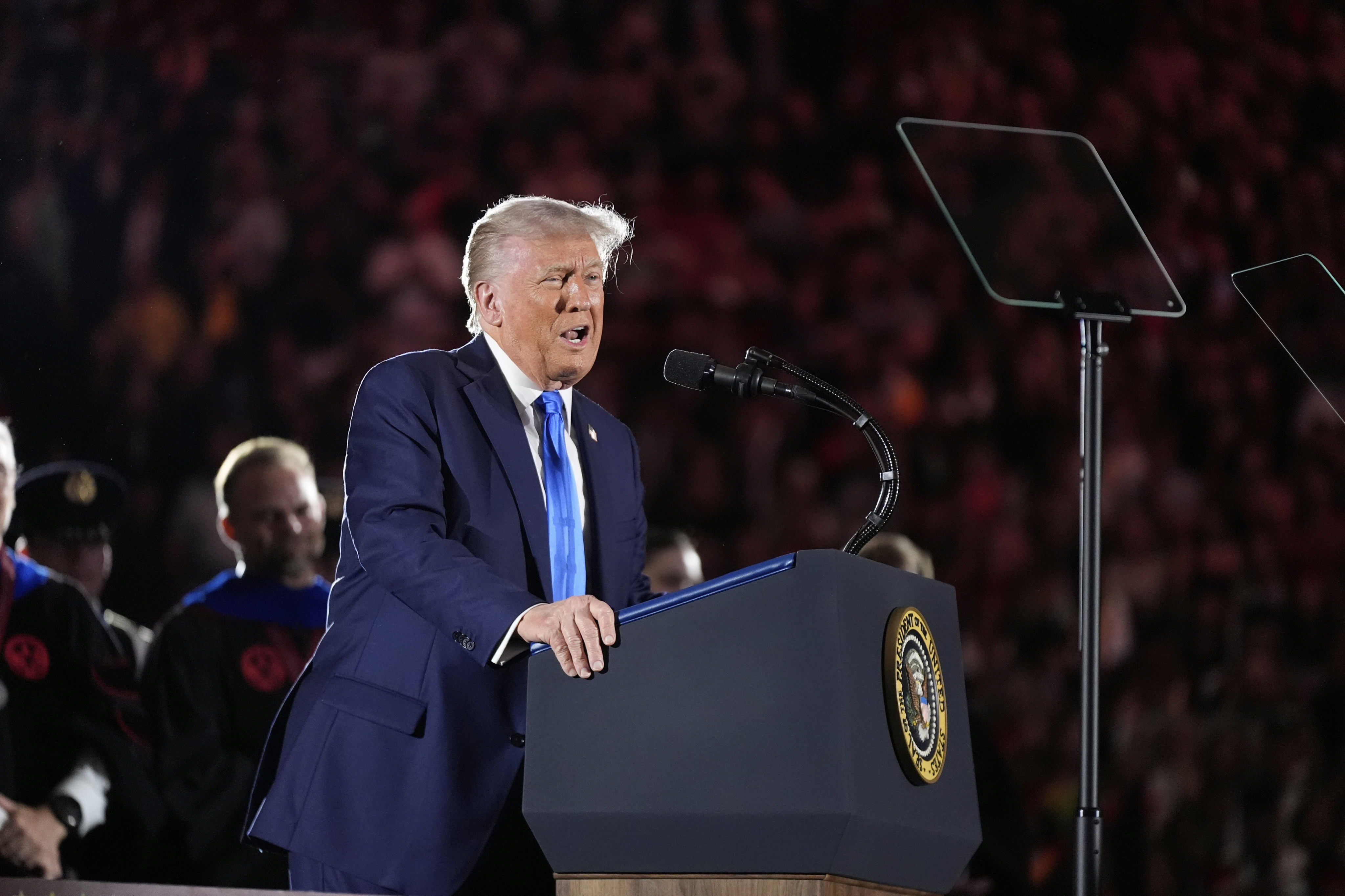 US President Donald Trump gives a commencement address at the University of Alabama in Tuscaloosa in May. Photo: AP