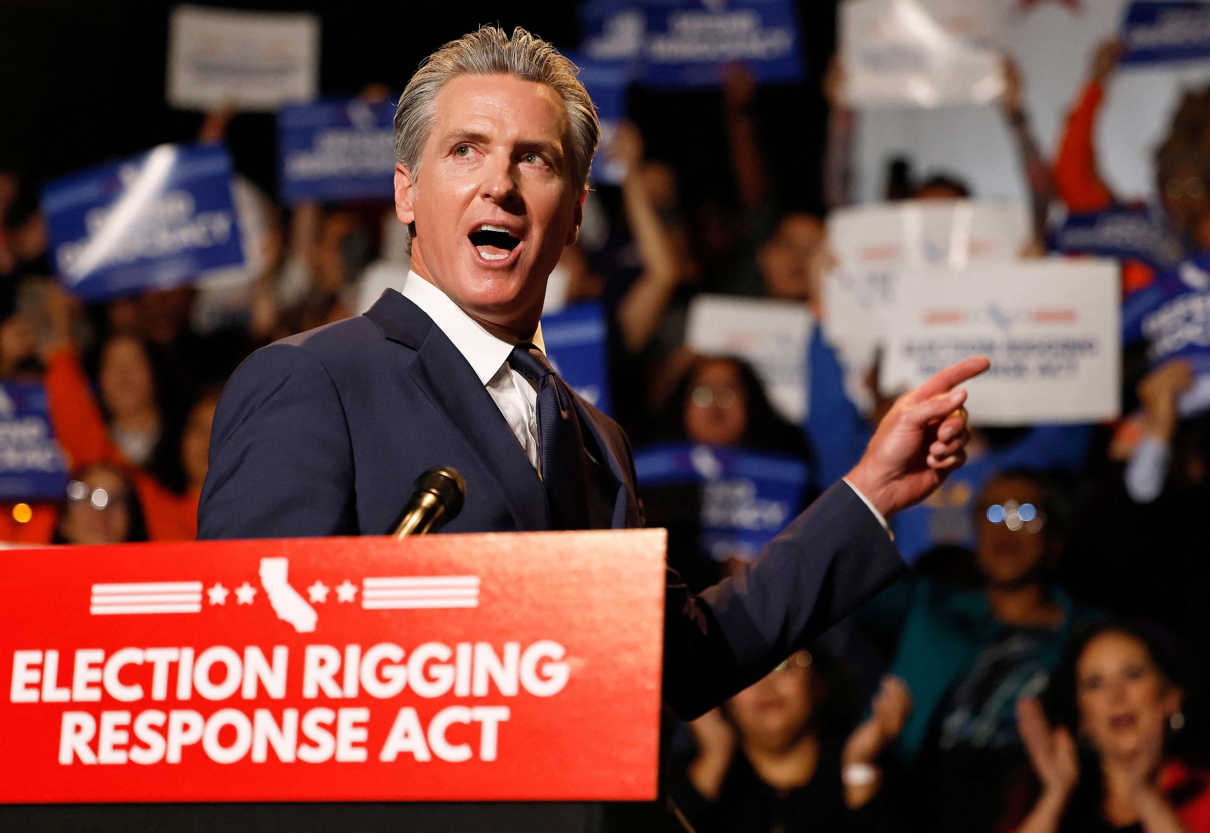 California Governor Gavin Newsom speaks at a press conference in Los Angeles on August 14. Photo: Getty Images via AFP