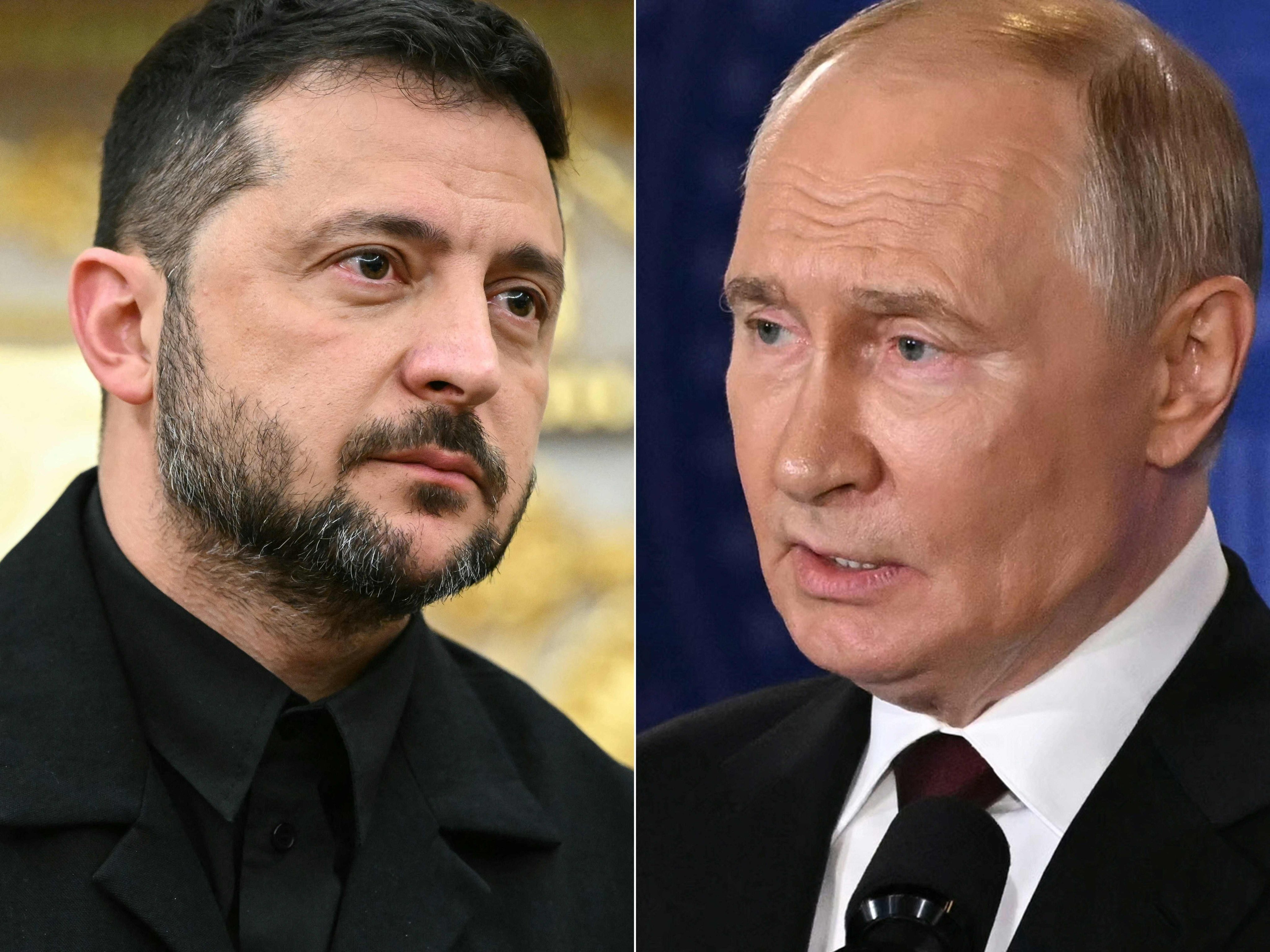 Ukranian President Volodymyr Zelensky (left), says he is willing to meet Russian leader, Vladmir Putin, but only after certain security measures are met. Photo: AFP
