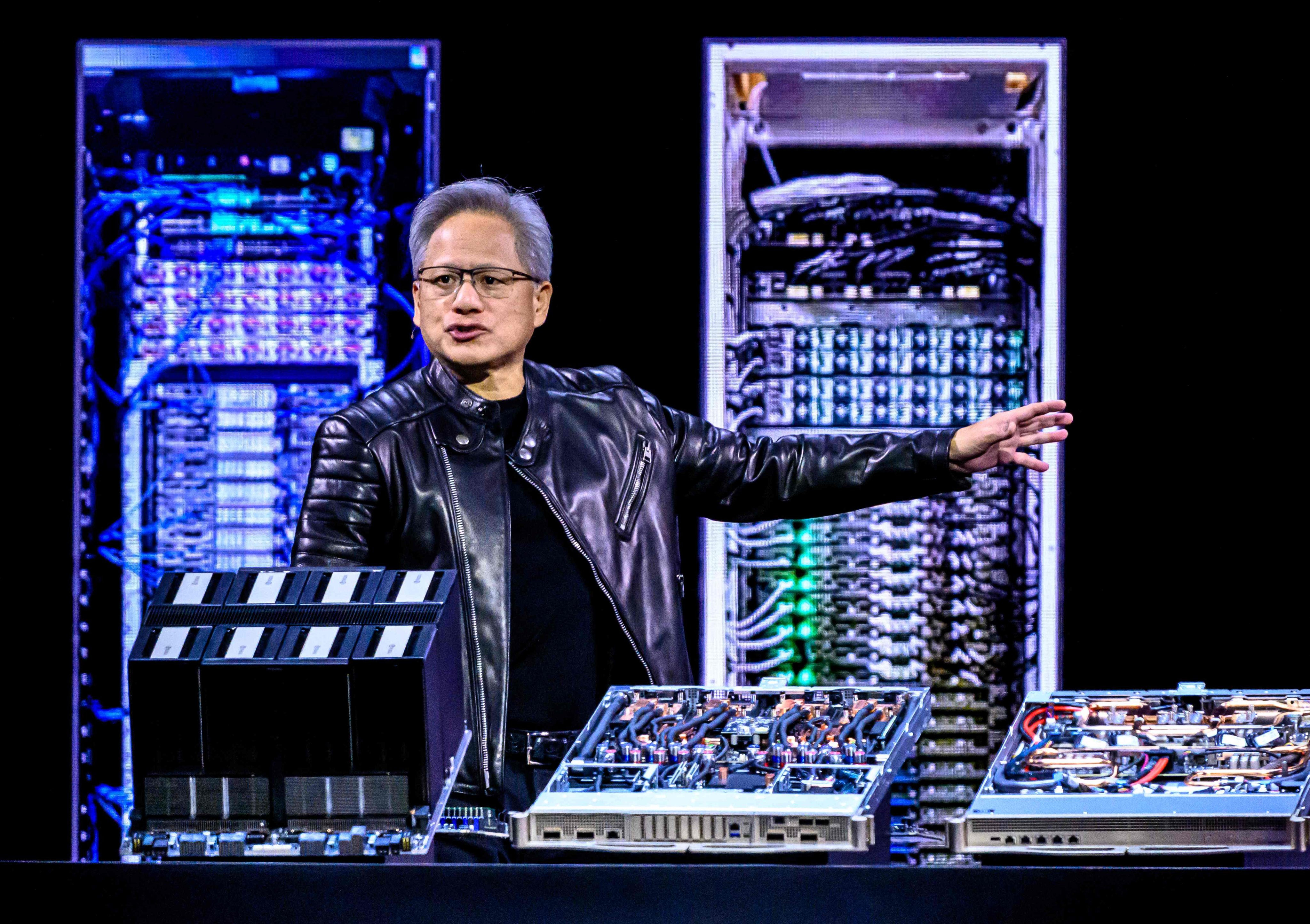 Nvidia CEO Jensen Huang delivers the keynote address at the GTC AI Conference in San Jose, California, on March 18, 2025.  Photo: AFP