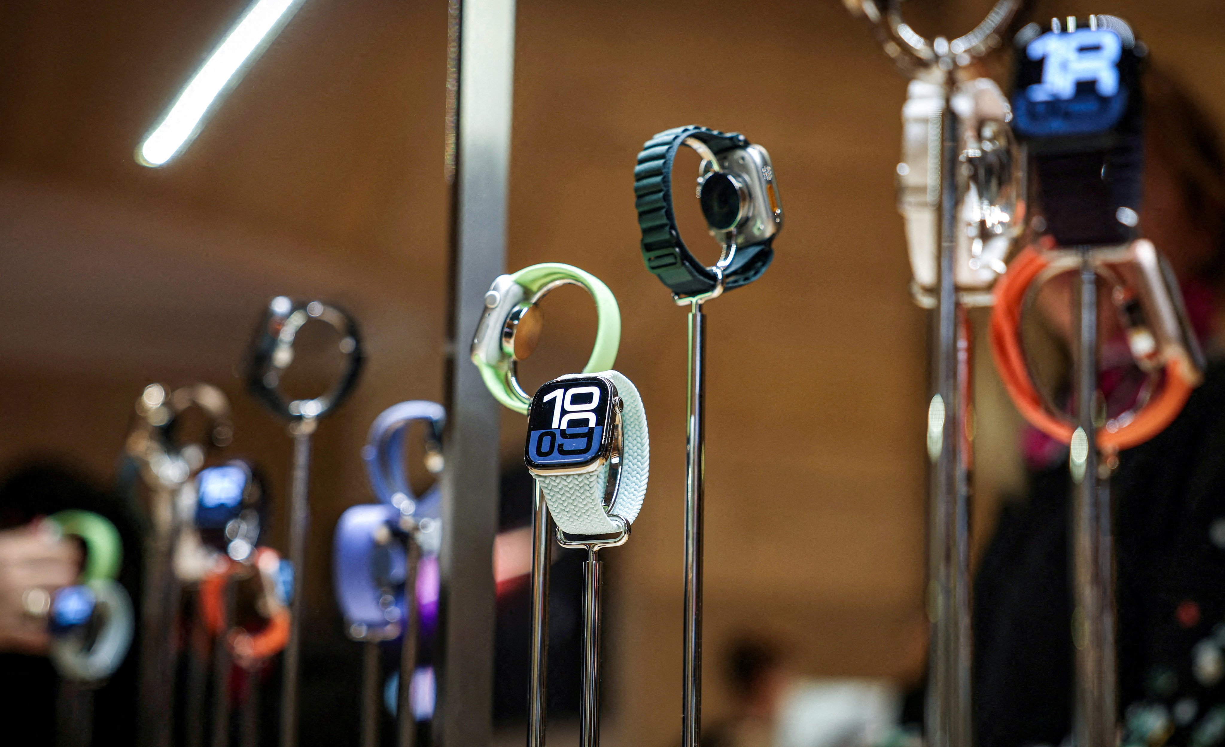 Apple Watches are displayed at an Apple Store in New York. Photo: Reuters